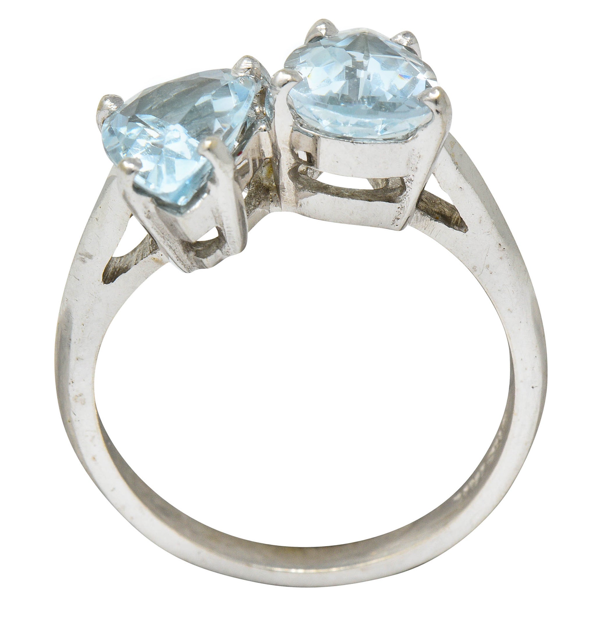 Retro 3.00 CTW Aquamarine 14 Karat White Gold Bypass RingRing - Wilson's Estate Jewelry