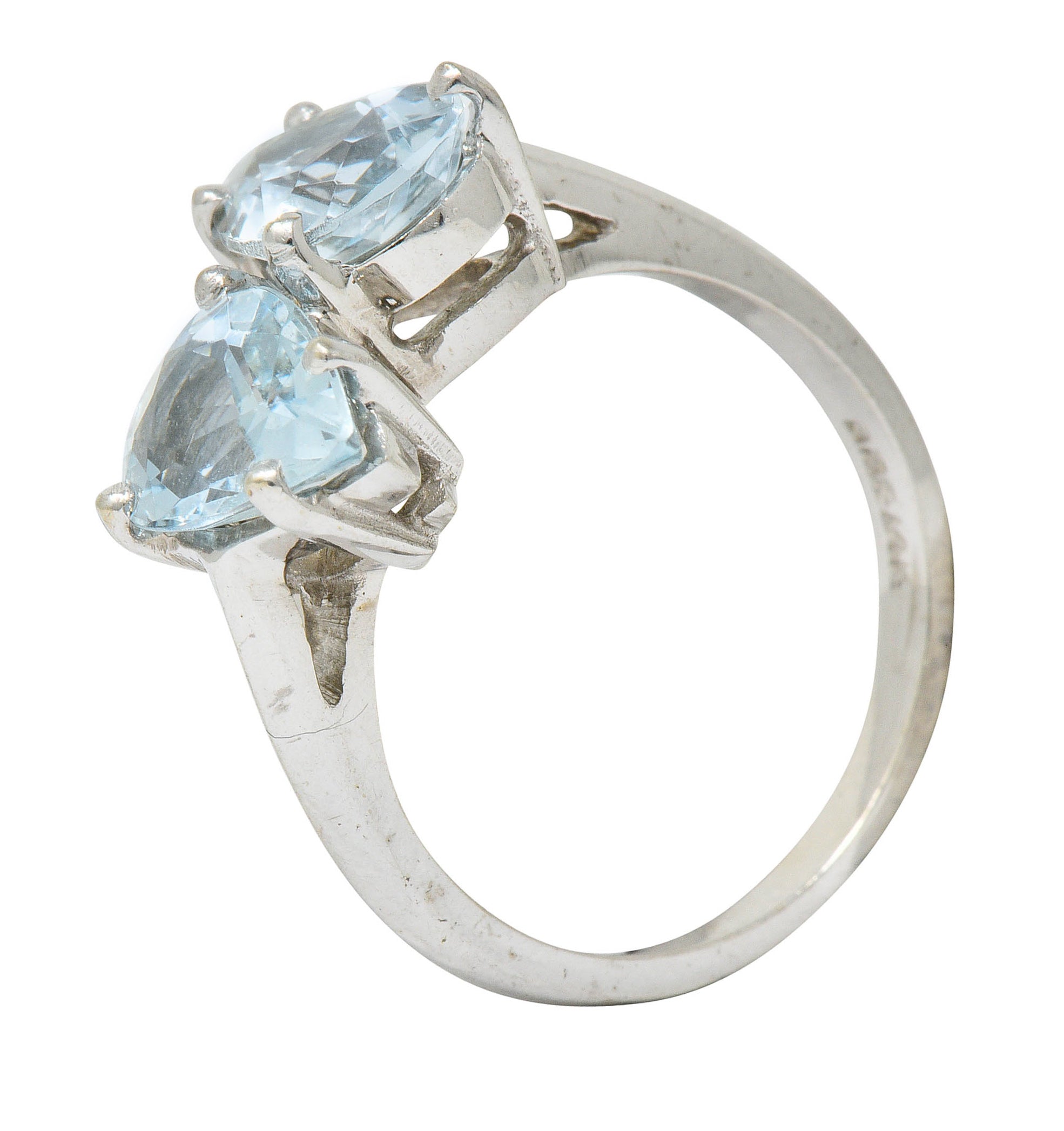 Retro 3.00 CTW Aquamarine 14 Karat White Gold Bypass RingRing - Wilson's Estate Jewelry