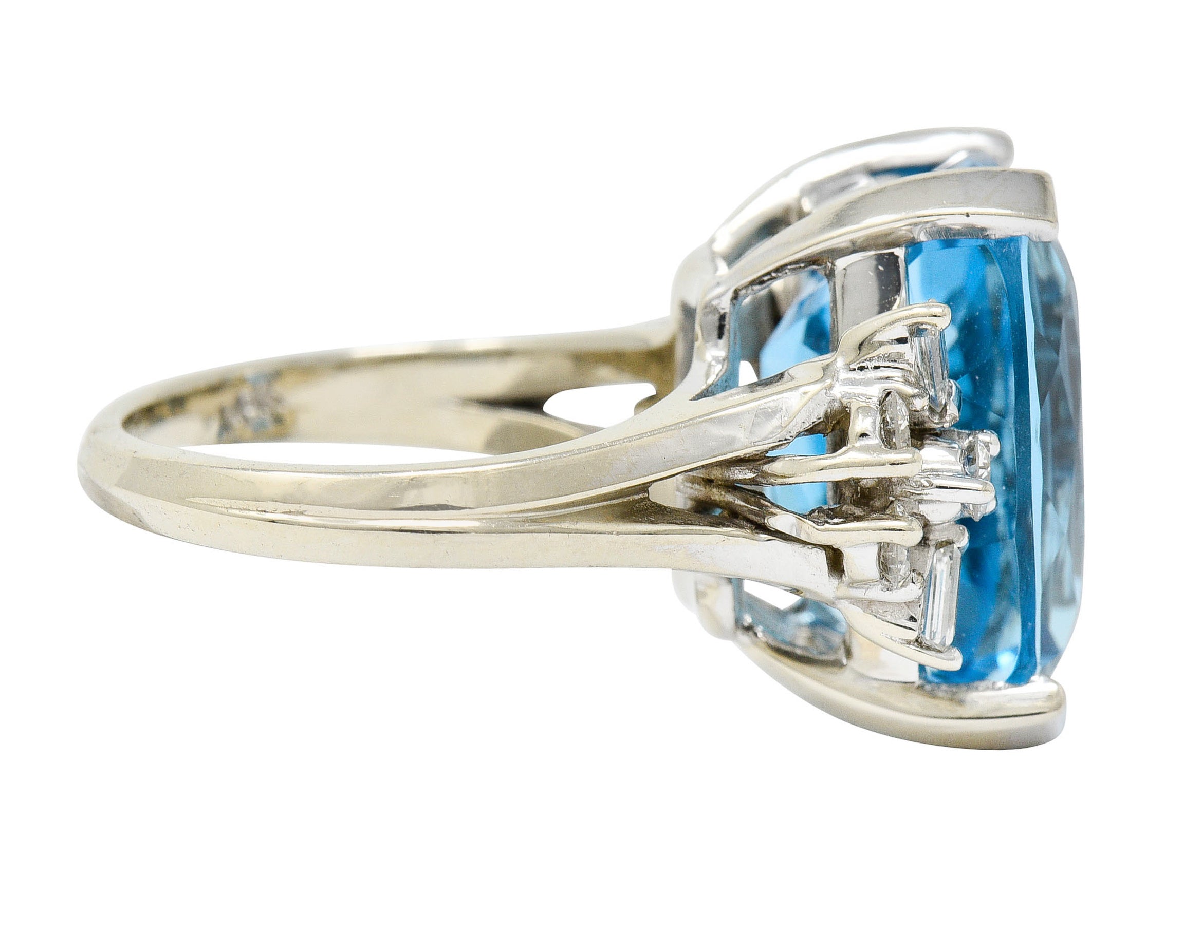 1960's Vintage Blue Topaz Diamond 14 Karat White Gold Cocktail RingRing - Wilson's Estate Jewelry