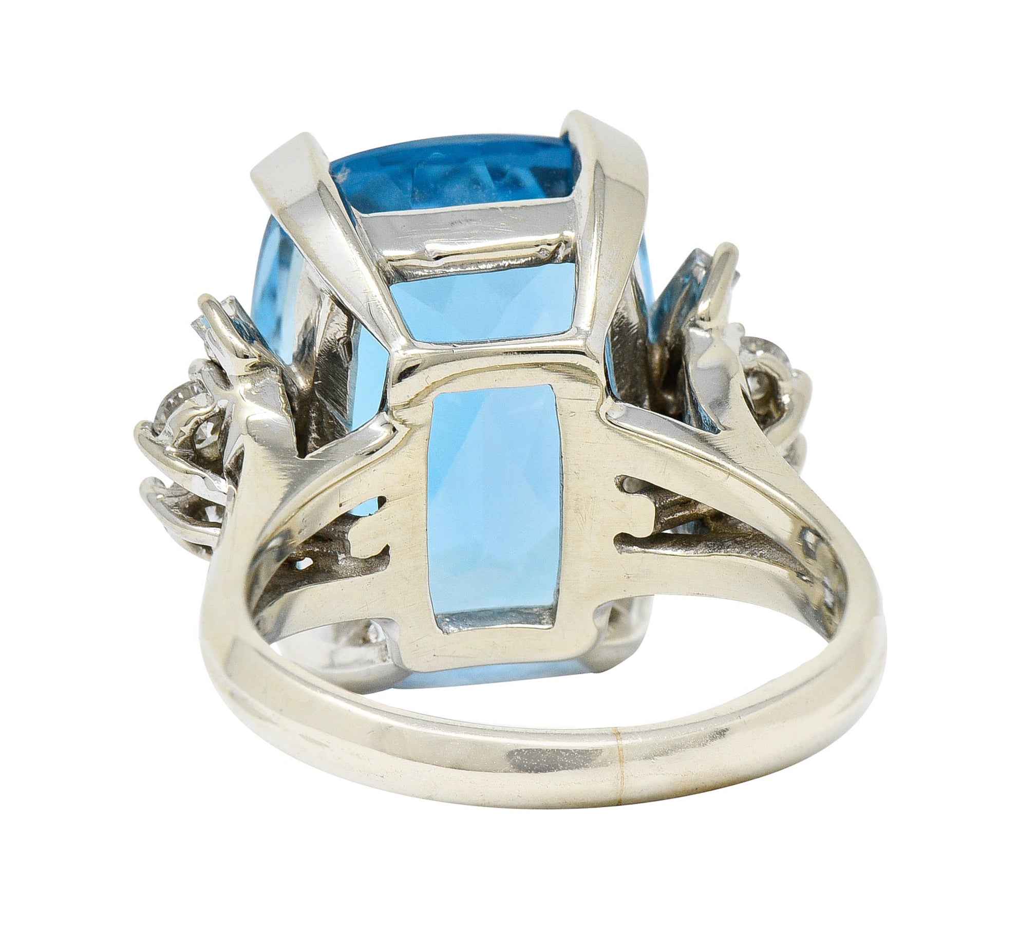 1960's Vintage Blue Topaz Diamond 14 Karat White Gold Cocktail RingRing - Wilson's Estate Jewelry