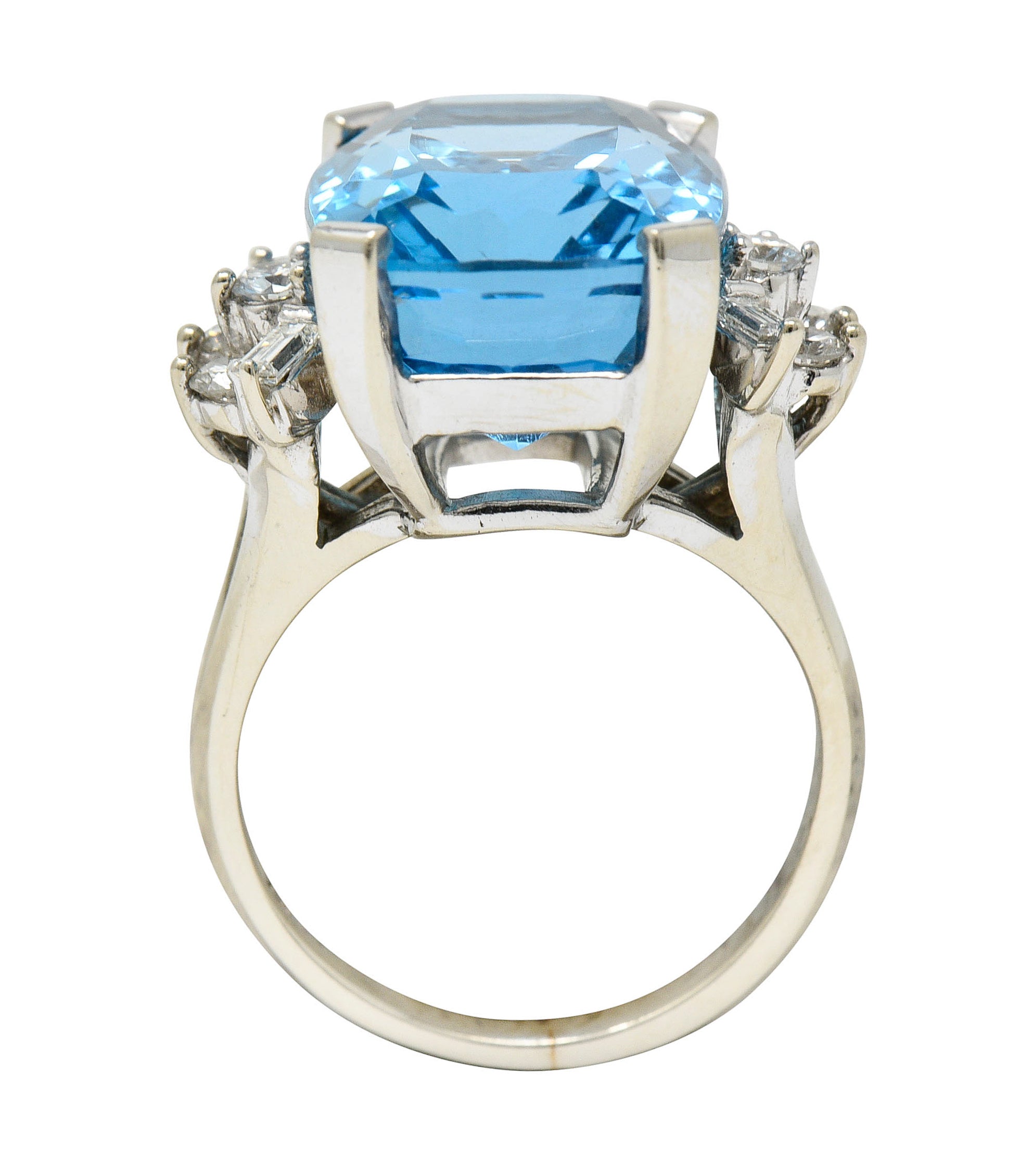 1960's Vintage Blue Topaz Diamond 14 Karat White Gold Cocktail RingRing - Wilson's Estate Jewelry