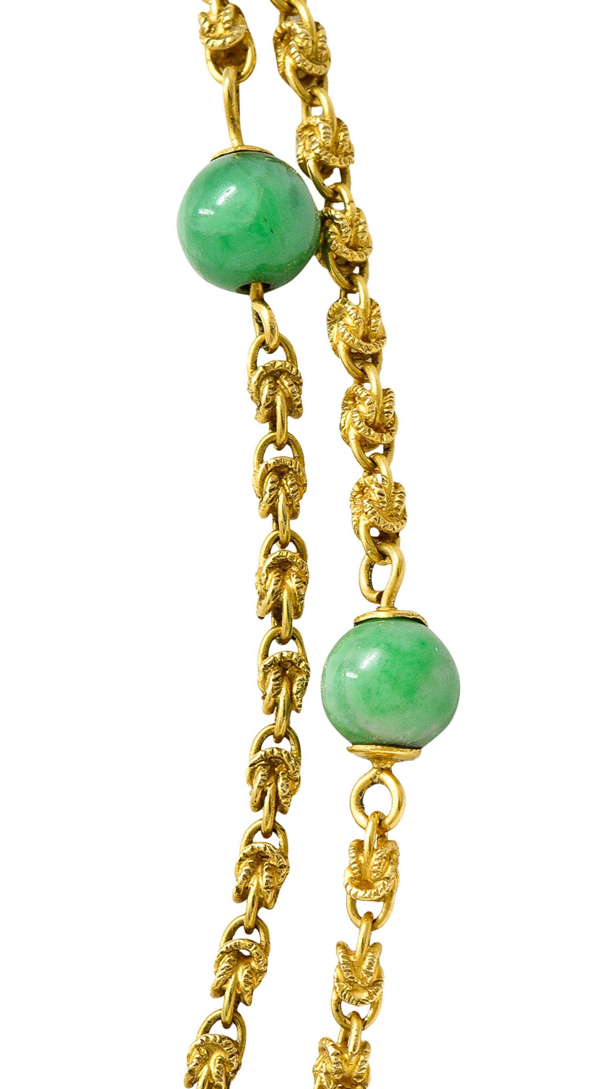 Victorian Jade 20 Karat Gold Long Chain Station NecklaceNecklace - Wilson's Estate Jewelry