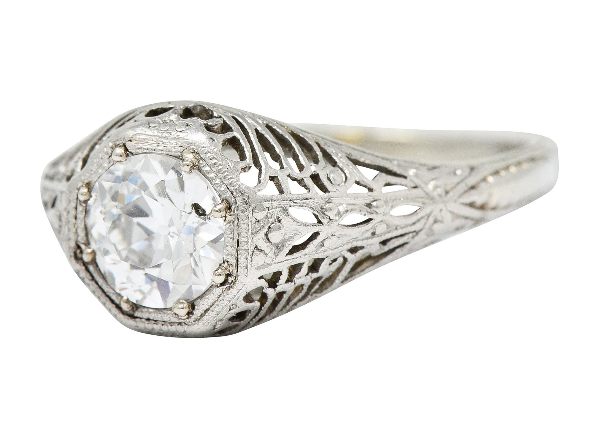 Fulmer & Co. 0.90 CTW Diamond 19 Karat White Gold Engagement Ring GIARing - Wilson's Estate Jewelry