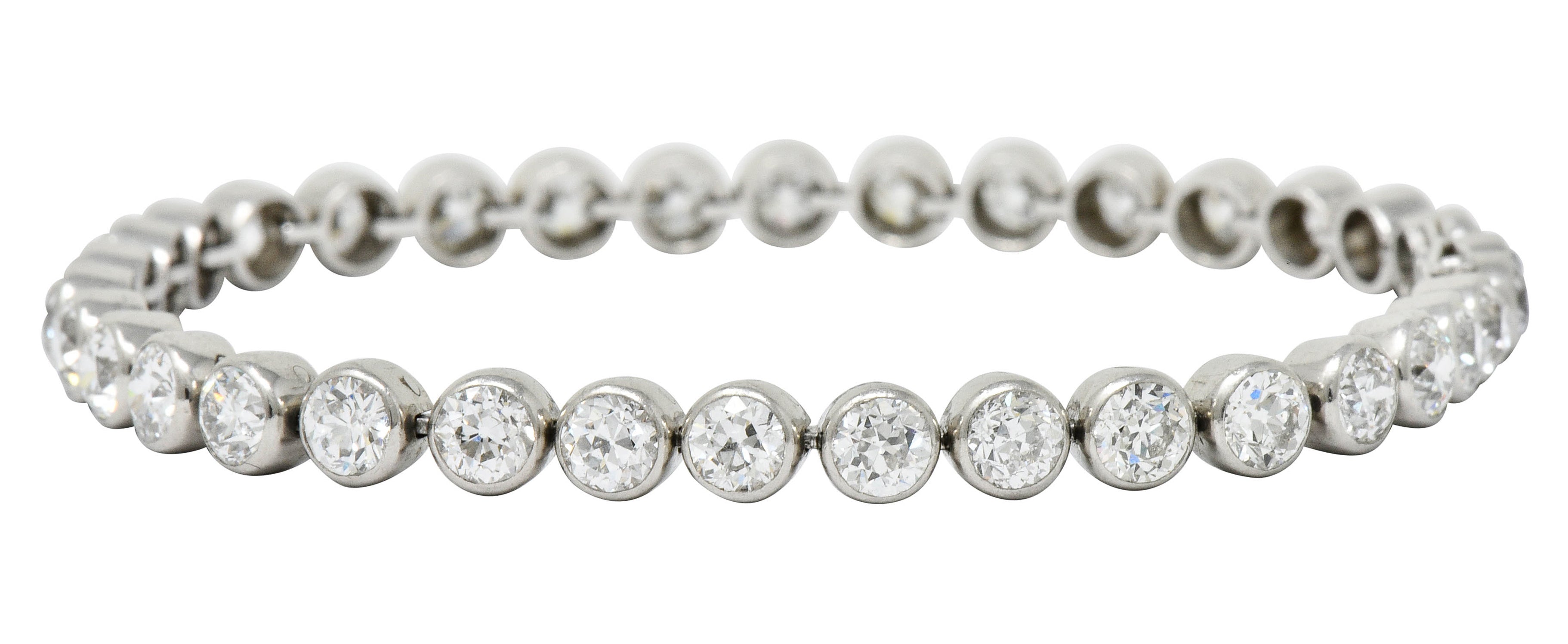 Early Art Deco 11.50 CTW Platinum Round Bezel Line Bracelet Circa 1920 - Wilson's Estate Jewelry