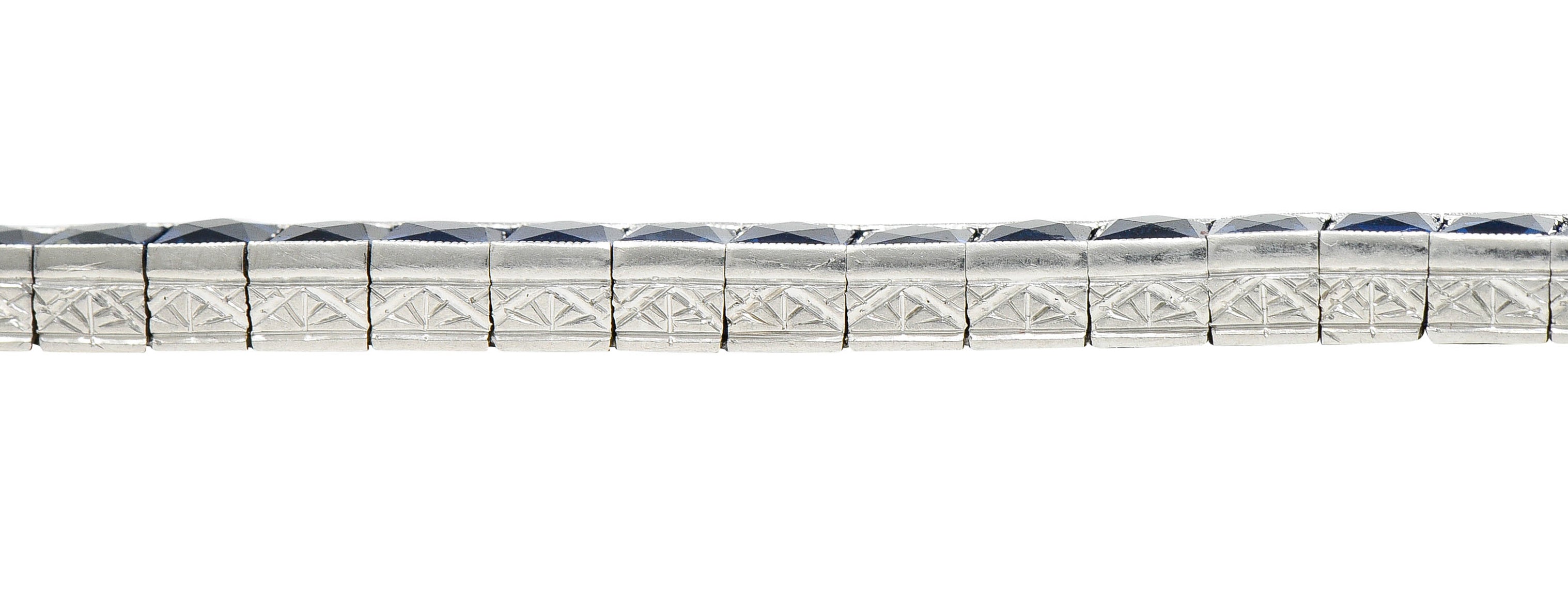 Art Deco 14.10 CTW French Cut Sapphire Platinum Line Braceletbracelet - Wilson's Estate Jewelry