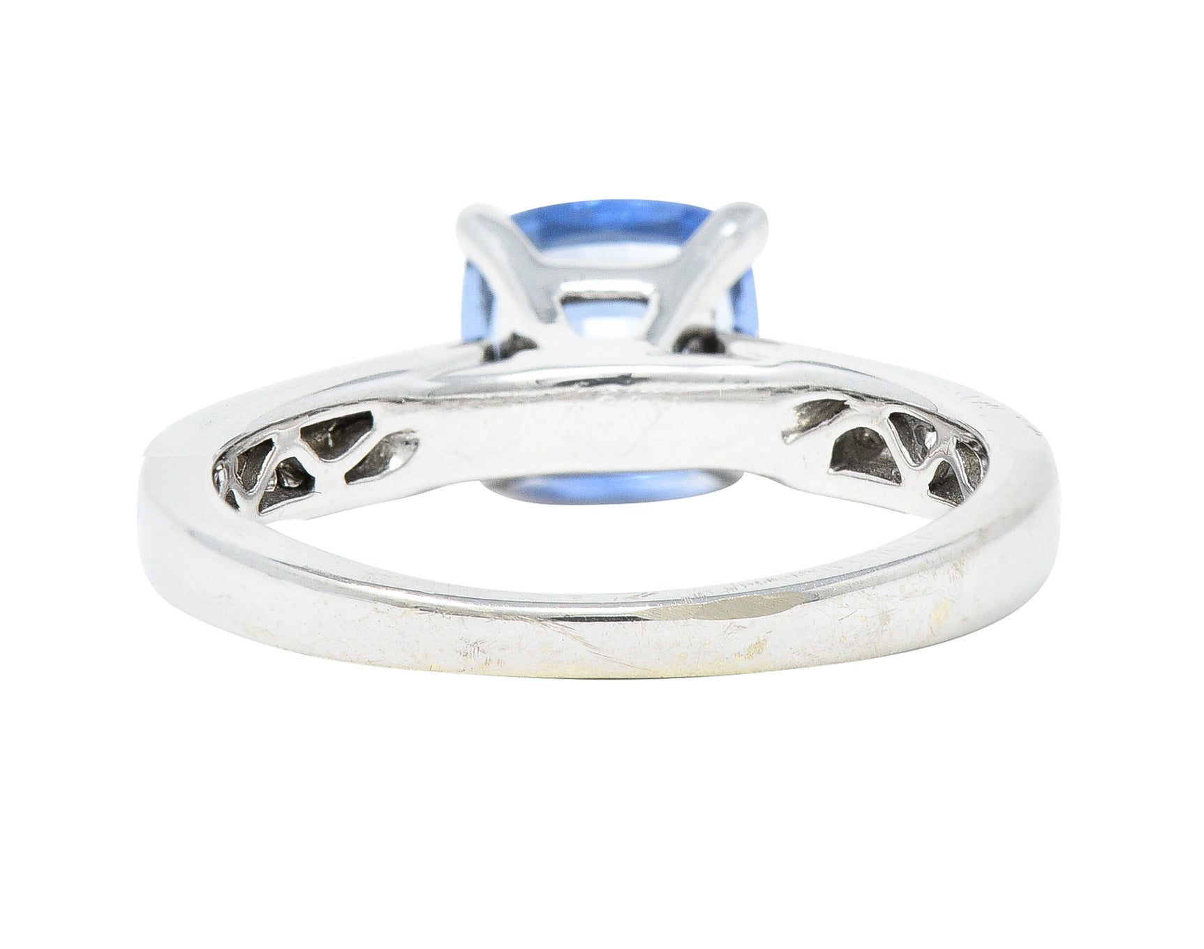 .11111 Contemporary 1.38 CTW Cushion Sapphire Diamond 18 Karat White Gold Gemstone Ring Wilson's Estate Jewelry