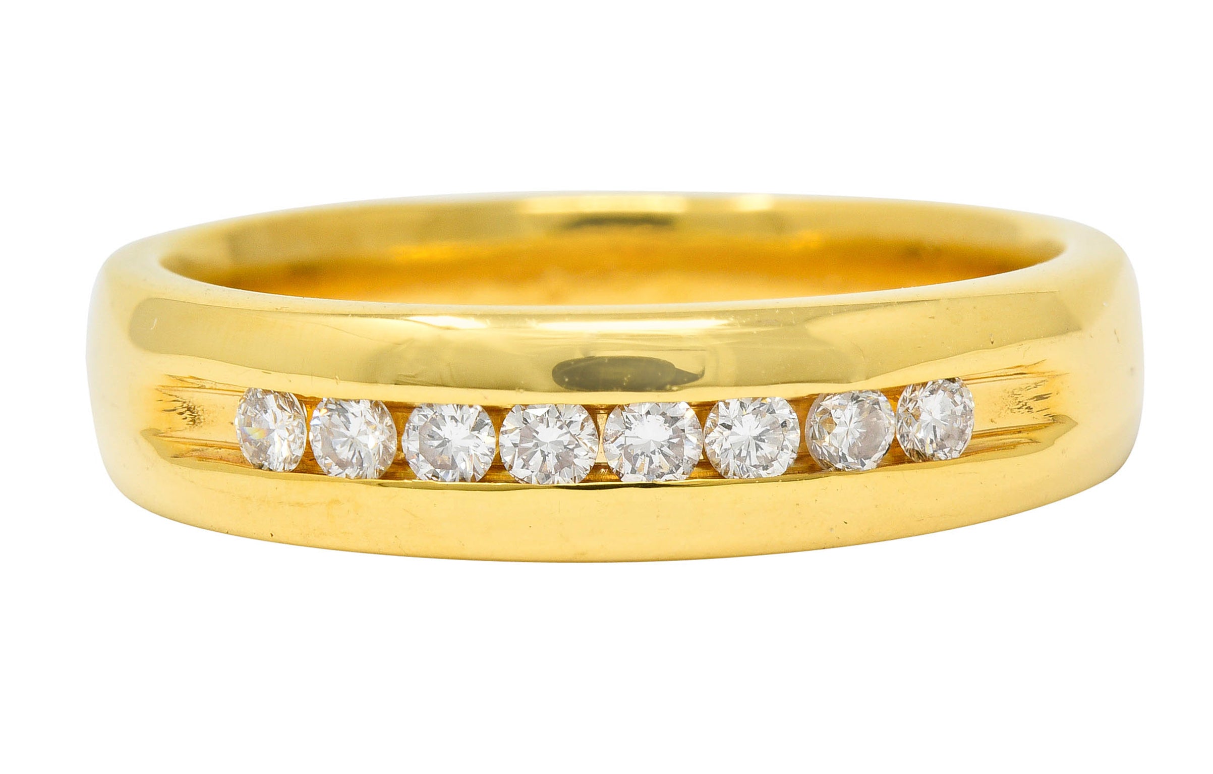 Modern 0.25 CTW Diamond 14 Karat Gold Men's Channel BandRing - Wilson's Estate Jewelry