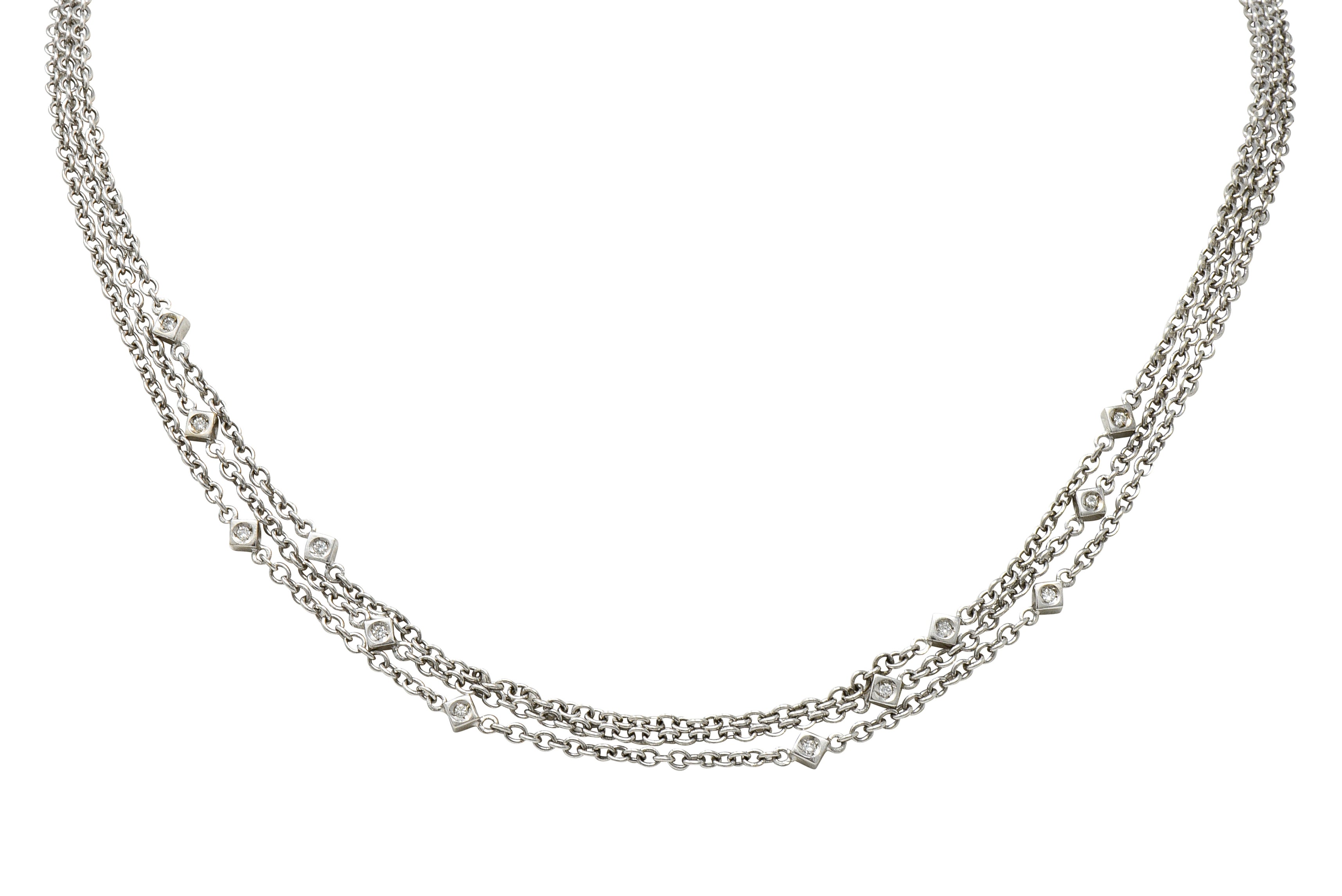 Contemporary 0.50 CTW Diamond 18 Karat White Gold Multi-Strand NecklaceNecklace - Wilson's Estate Jewelry