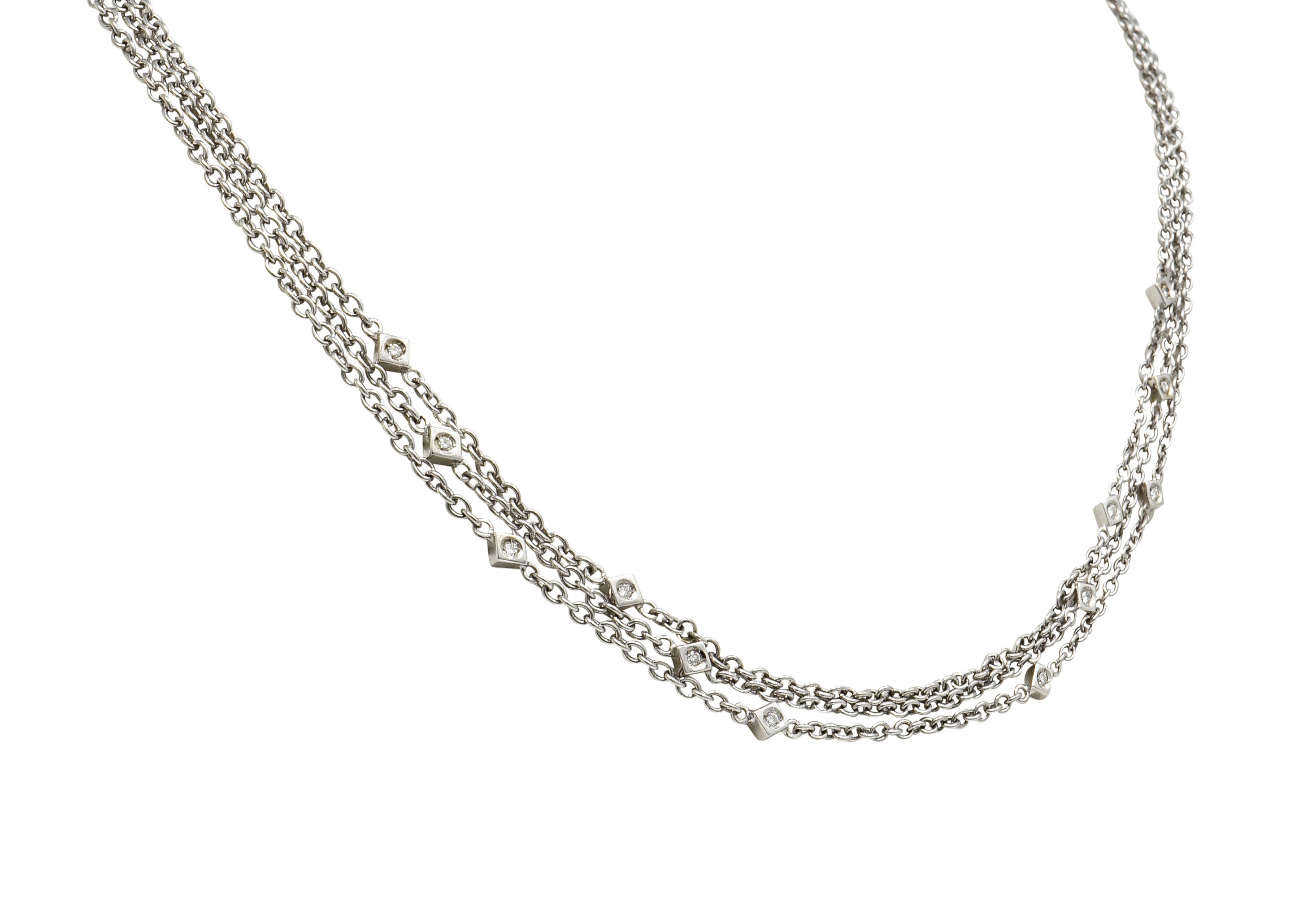 Contemporary 0.50 CTW Diamond 18 Karat White Gold Multi-Strand NecklaceNecklace - Wilson's Estate Jewelry