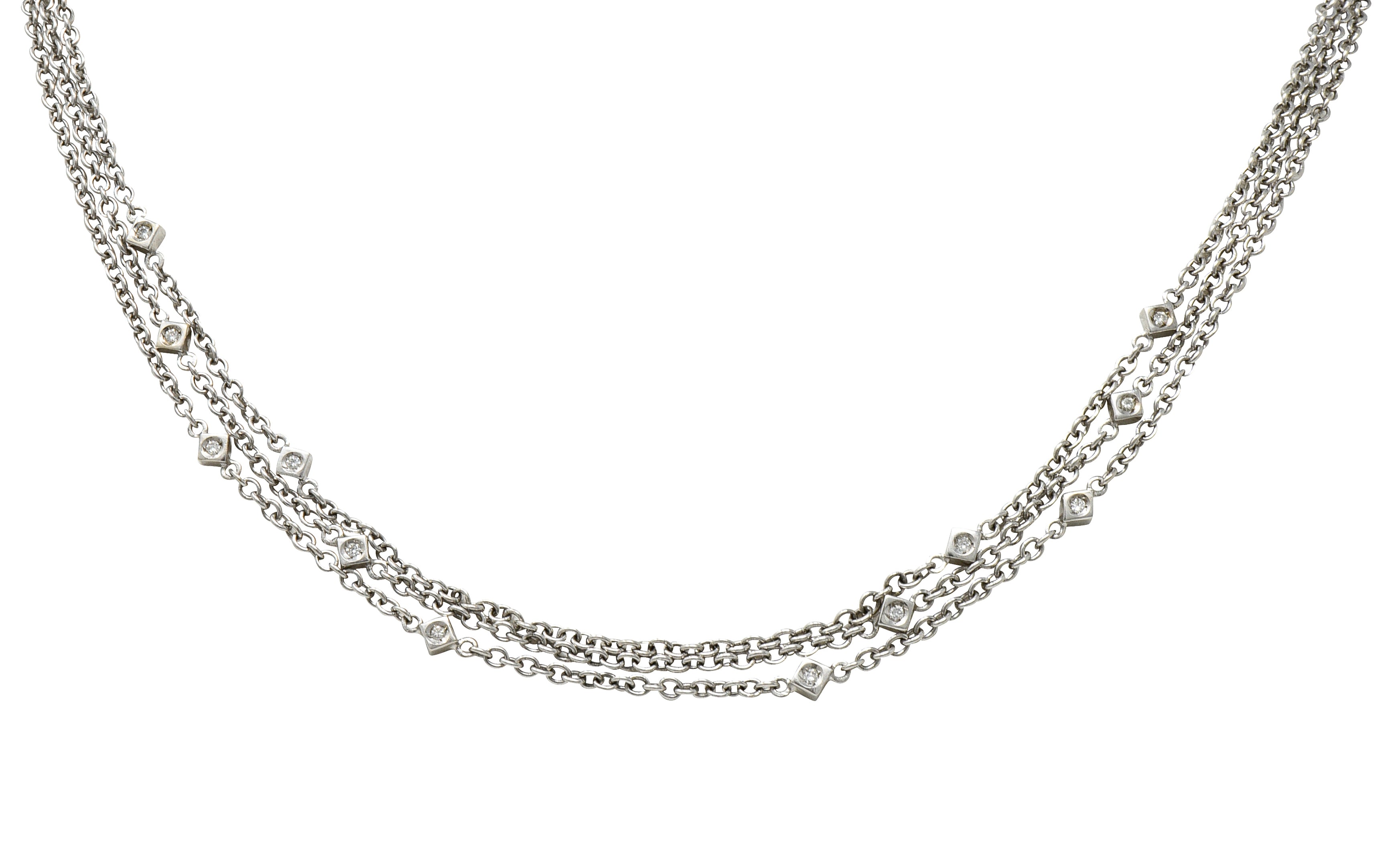 Contemporary 0.50 CTW Diamond 18 Karat White Gold Multi-Strand NecklaceNecklace - Wilson's Estate Jewelry