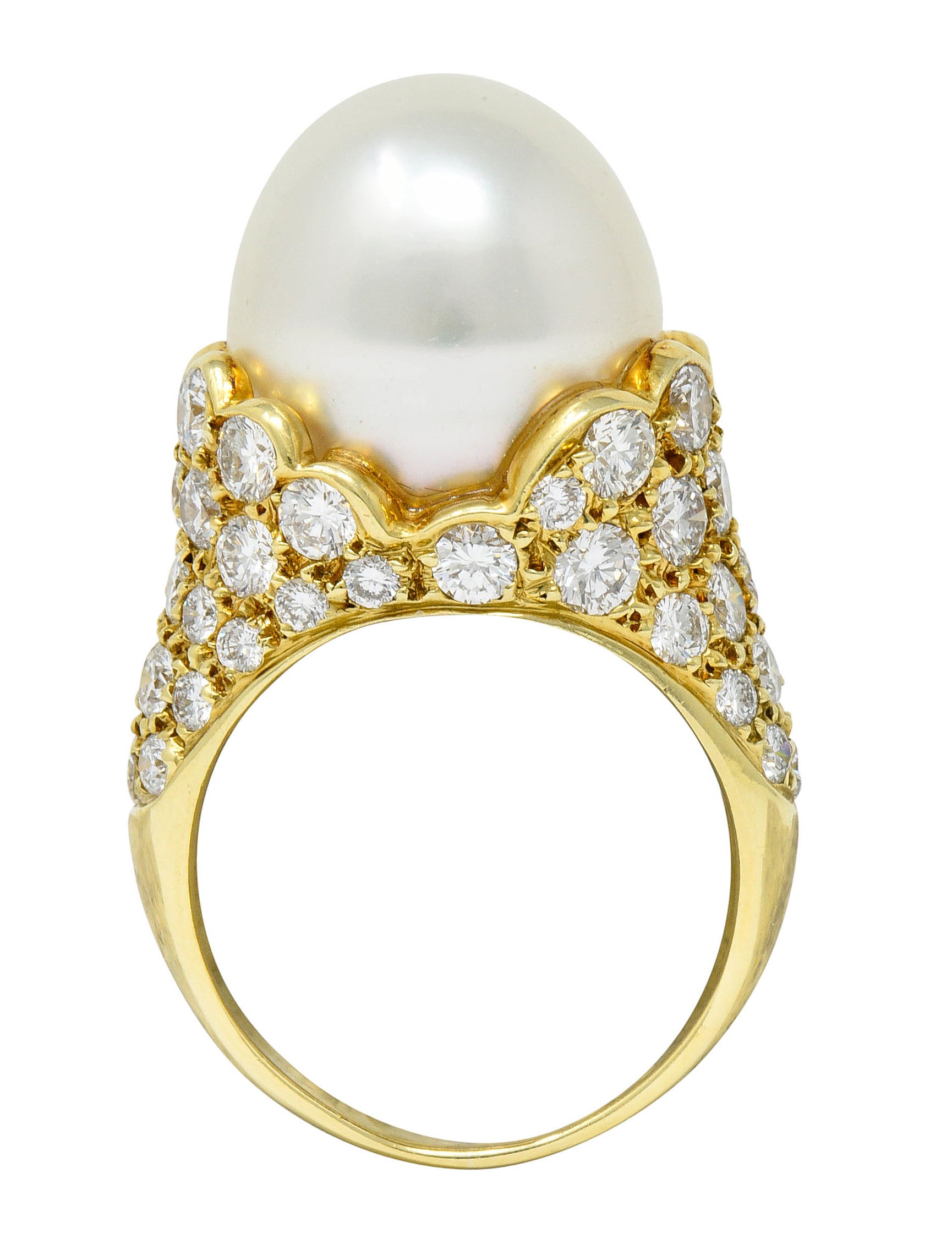 Van Cleef & Arpels South Sea Pearl 3.40 CTW Diamond 18 Karat Gold Statement RingRing - Wilson's Estate Jewelry