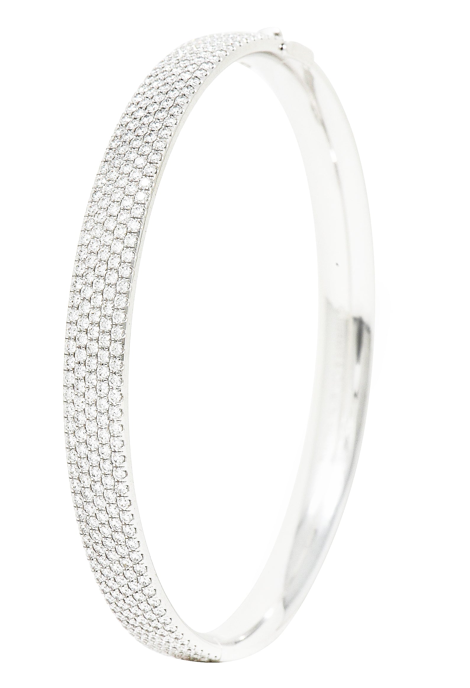 Tiffany & Co. 4.96 CTW Pavè Diamond 18 Karat White Gold Metro Bangle Bracelet Wilson's Estate Jewelry