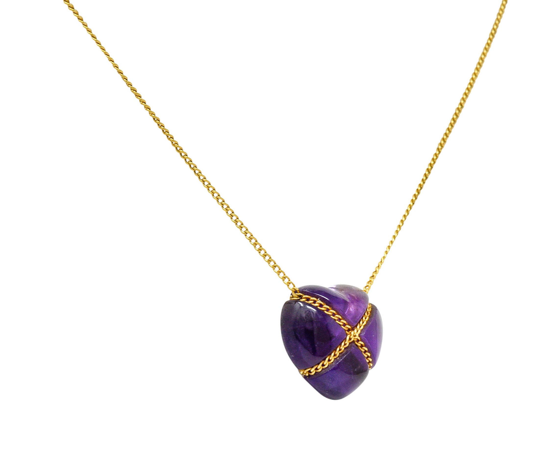 Tiffany & Co. Amethyst 18 Karat Gold Cross My Heart NecklaceNecklace - Wilson's Estate Jewelry