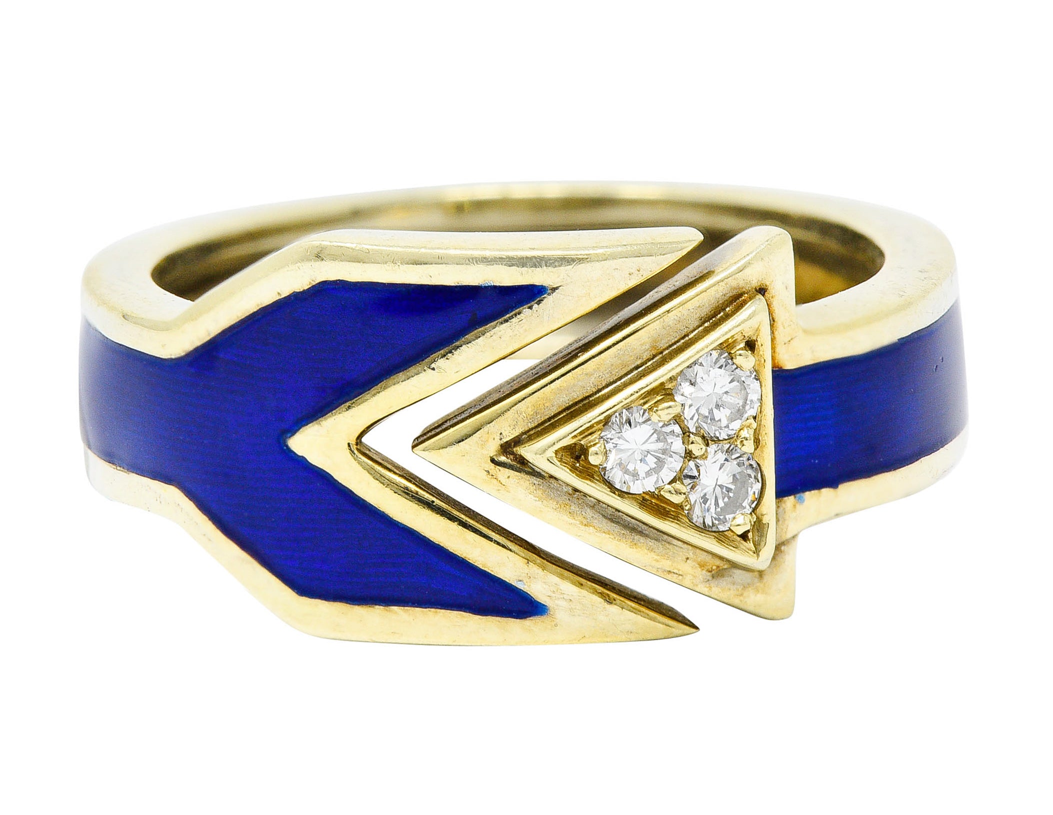 Retro Diamond Enamel 14 Karat Gold Arrow Band RingRing - Wilson's Estate Jewelry