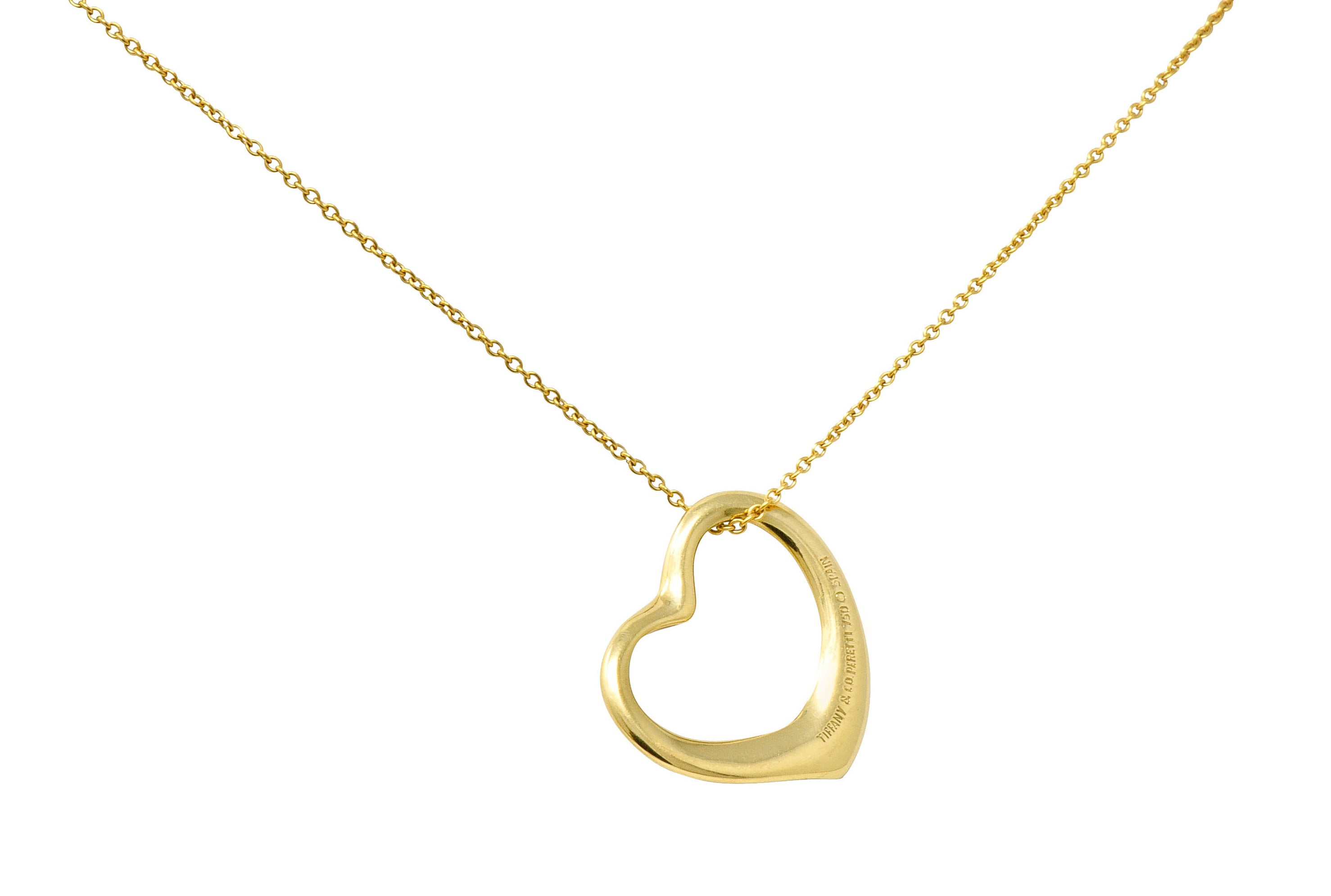 Elsa Peretti Tiffany & Co. 18 Karat Gold 22MM Open Heart Pendant NecklaceNecklace - Wilson's Estate Jewelry