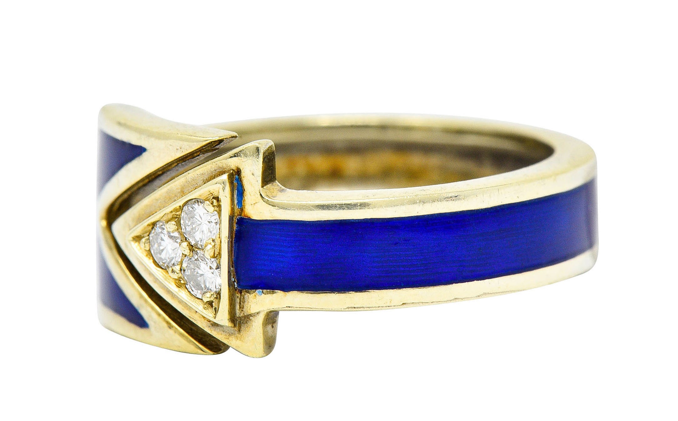 Retro Diamond Enamel 14 Karat Gold Arrow Band RingRing - Wilson's Estate Jewelry