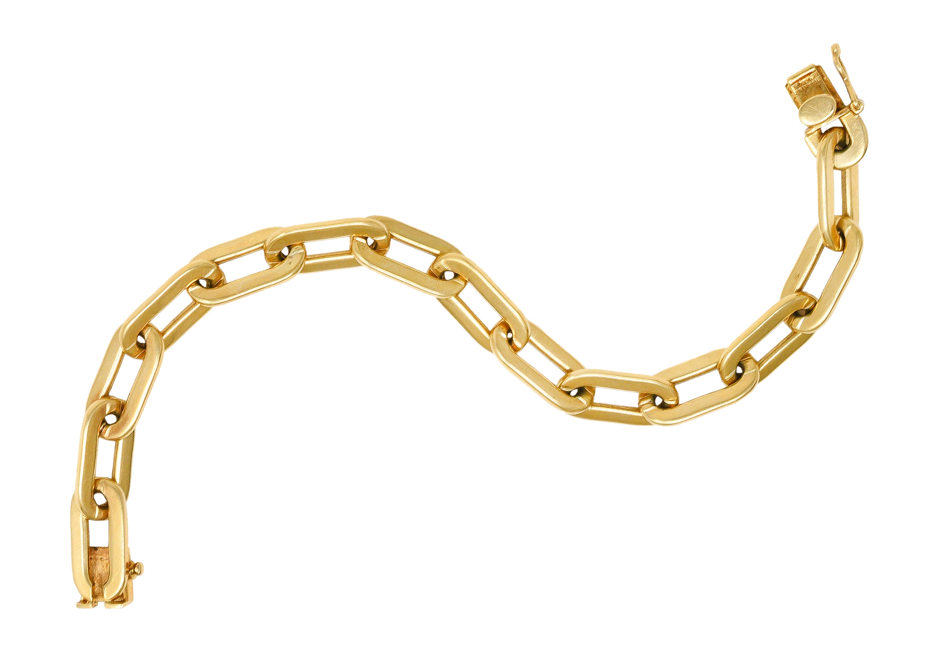 Tiffany & Co. 1960's 14 Karat Yellow Gold Paperclip Chain Vintage Link Bracelet Wilson's Estate Jewelry