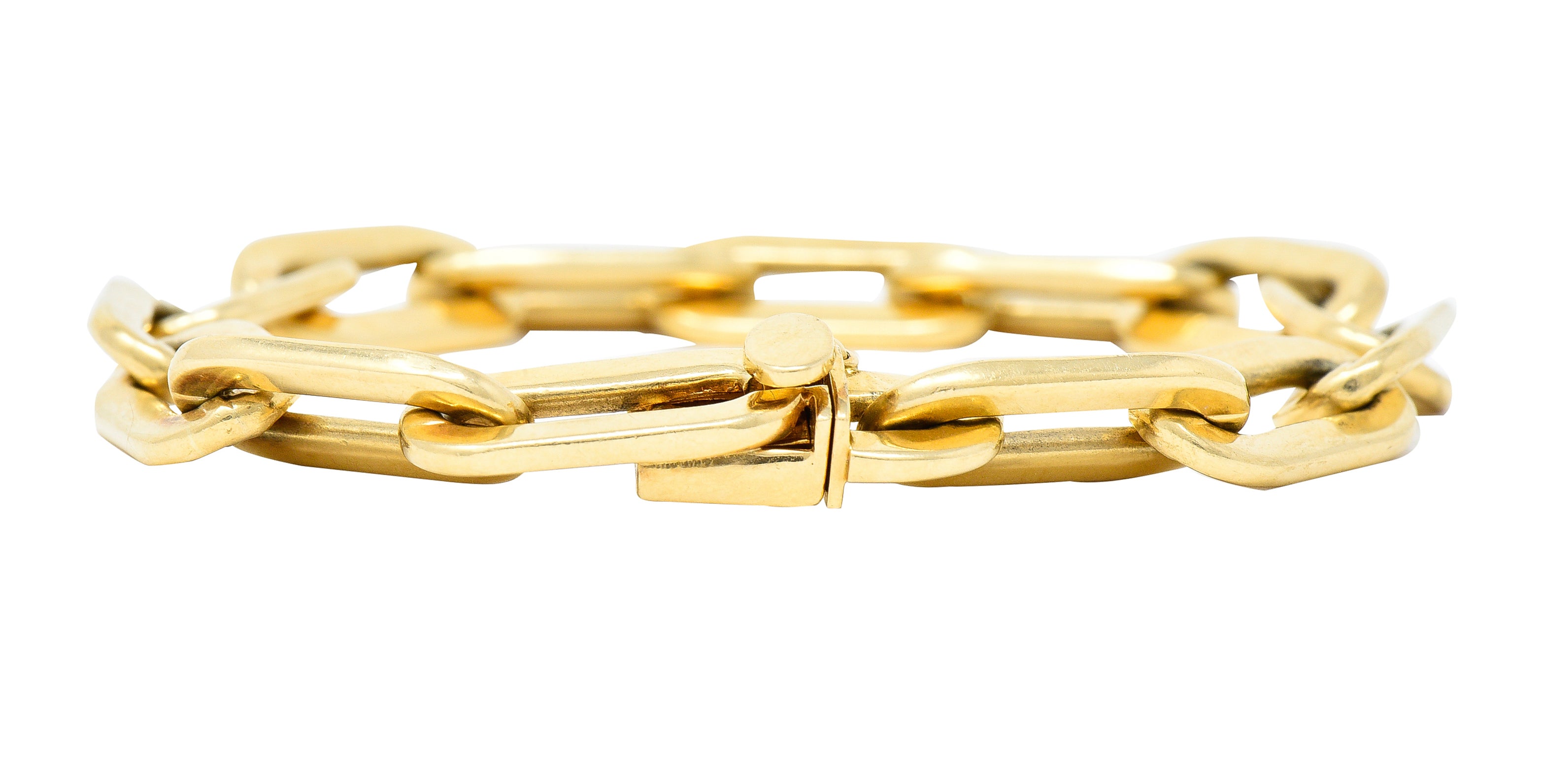 Tiffany & Co. 1960's 14 Karat Yellow Gold Paperclip Chain Vintage Link Bracelet Wilson's Estate Jewelry