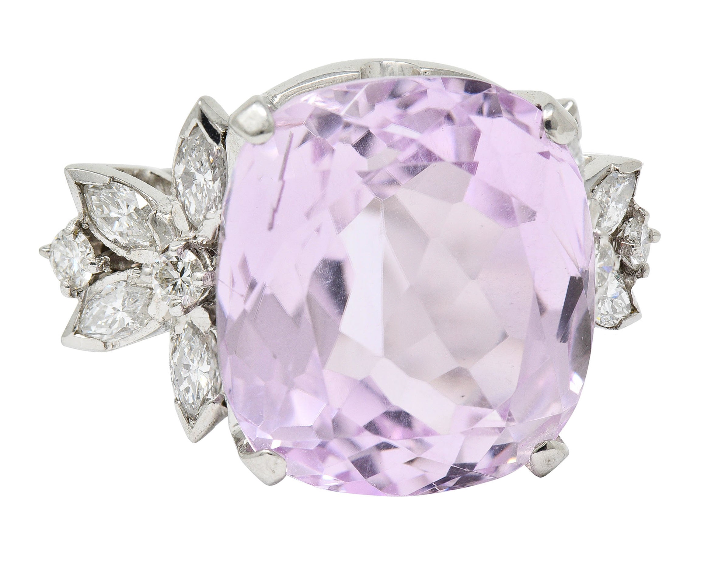 1960's Vintage Mixed Cushion Kunzite Diamond Platinum Cocktail RingRing - Wilson's Estate Jewelry