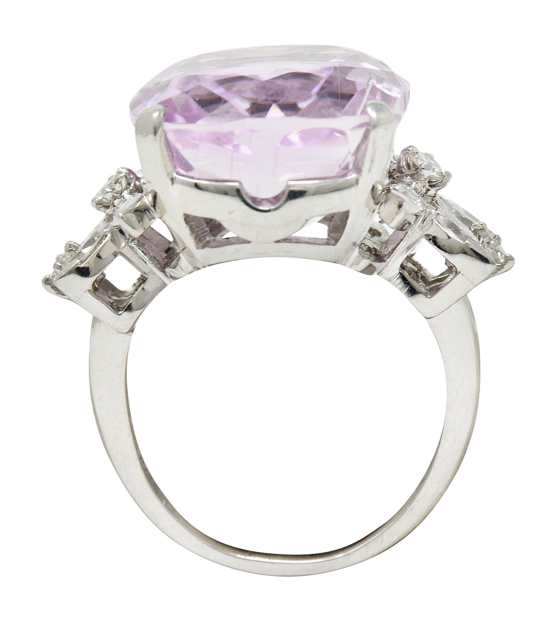 1960's Vintage Mixed Cushion Kunzite Diamond Platinum Cocktail RingRing - Wilson's Estate Jewelry