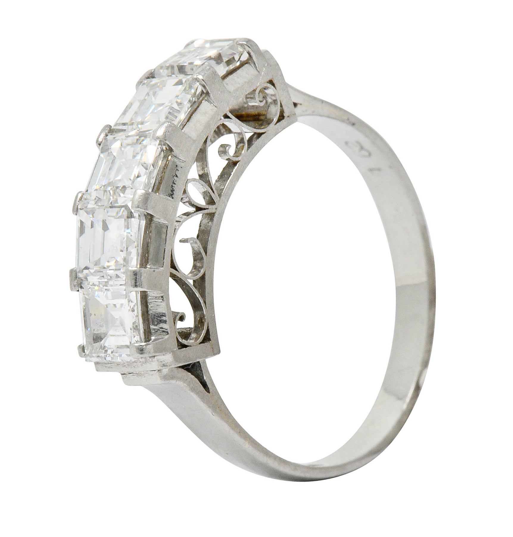 Contemporary 1.62 CTW Step Cut Diamond Platinum Five Stone Band RingRing - Wilson's Estate Jewelry