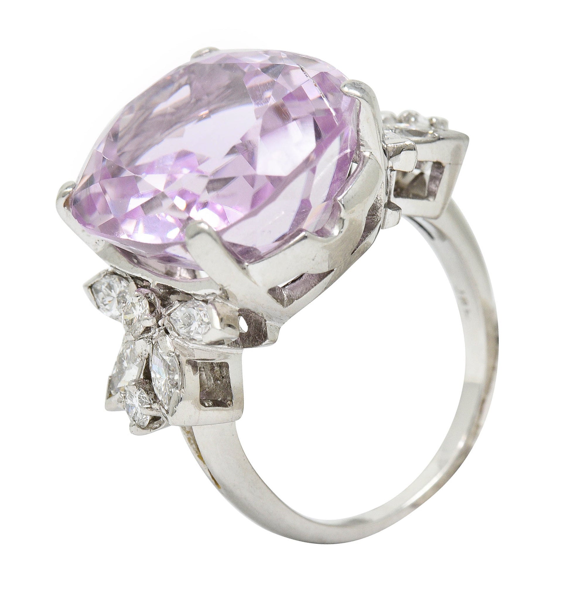 1960's Vintage Mixed Cushion Kunzite Diamond Platinum Cocktail RingRing - Wilson's Estate Jewelry