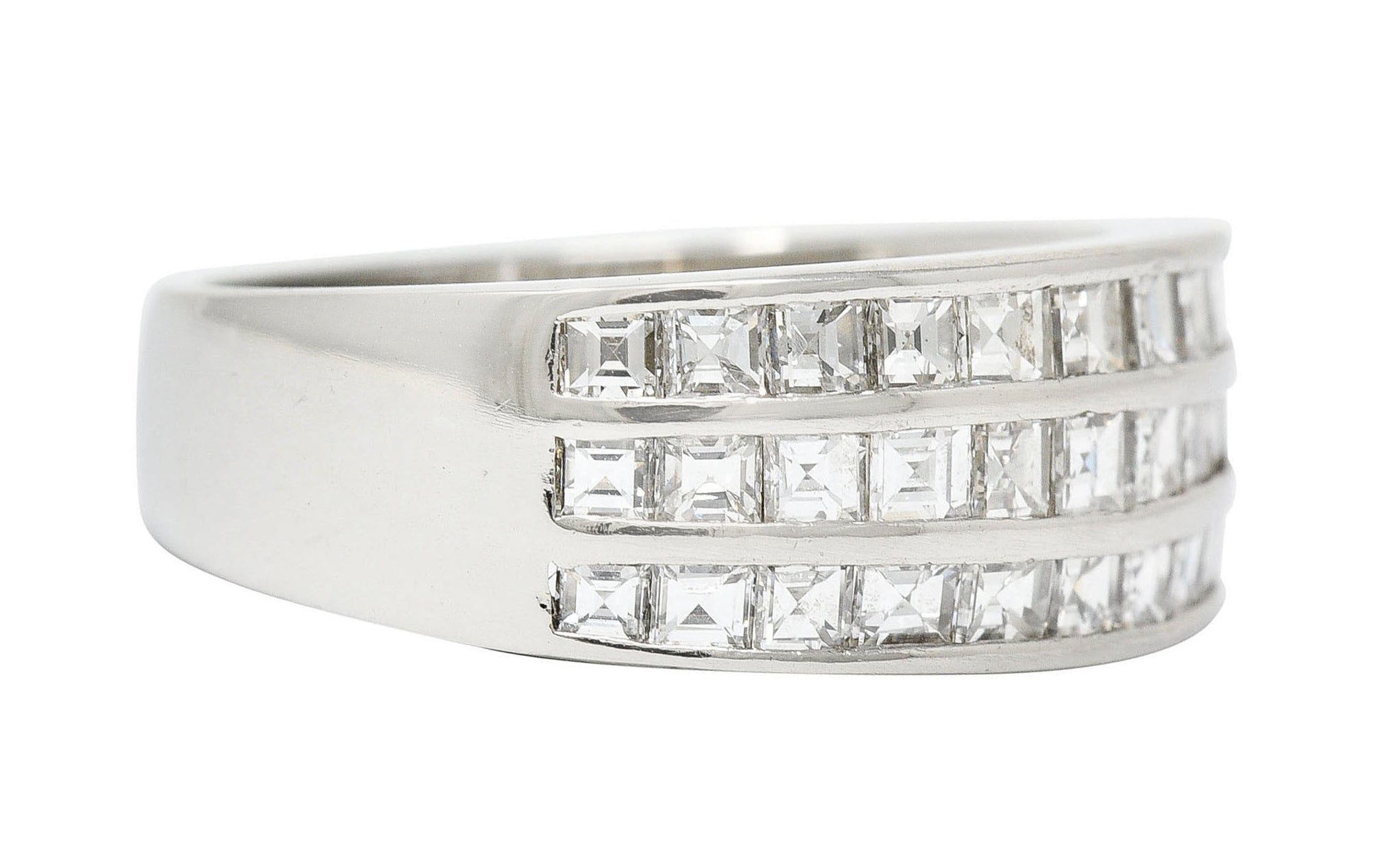 Modern 1.46 CTW Square Step Cut Diamond Platinum Channel Band RingRing - Wilson's Estate Jewelry