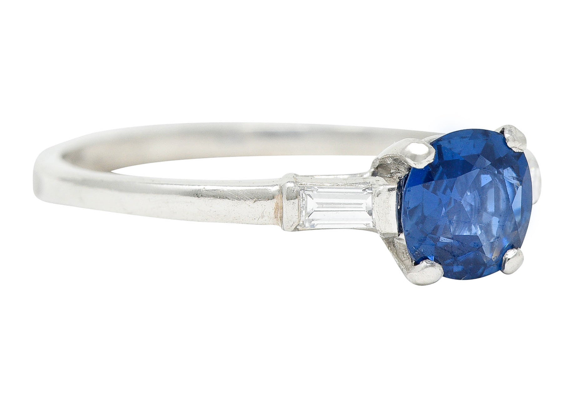 1950's Mid-Century No Heat Sapphire Platinum Ring GIARing - Wilson's Estate Jewelry