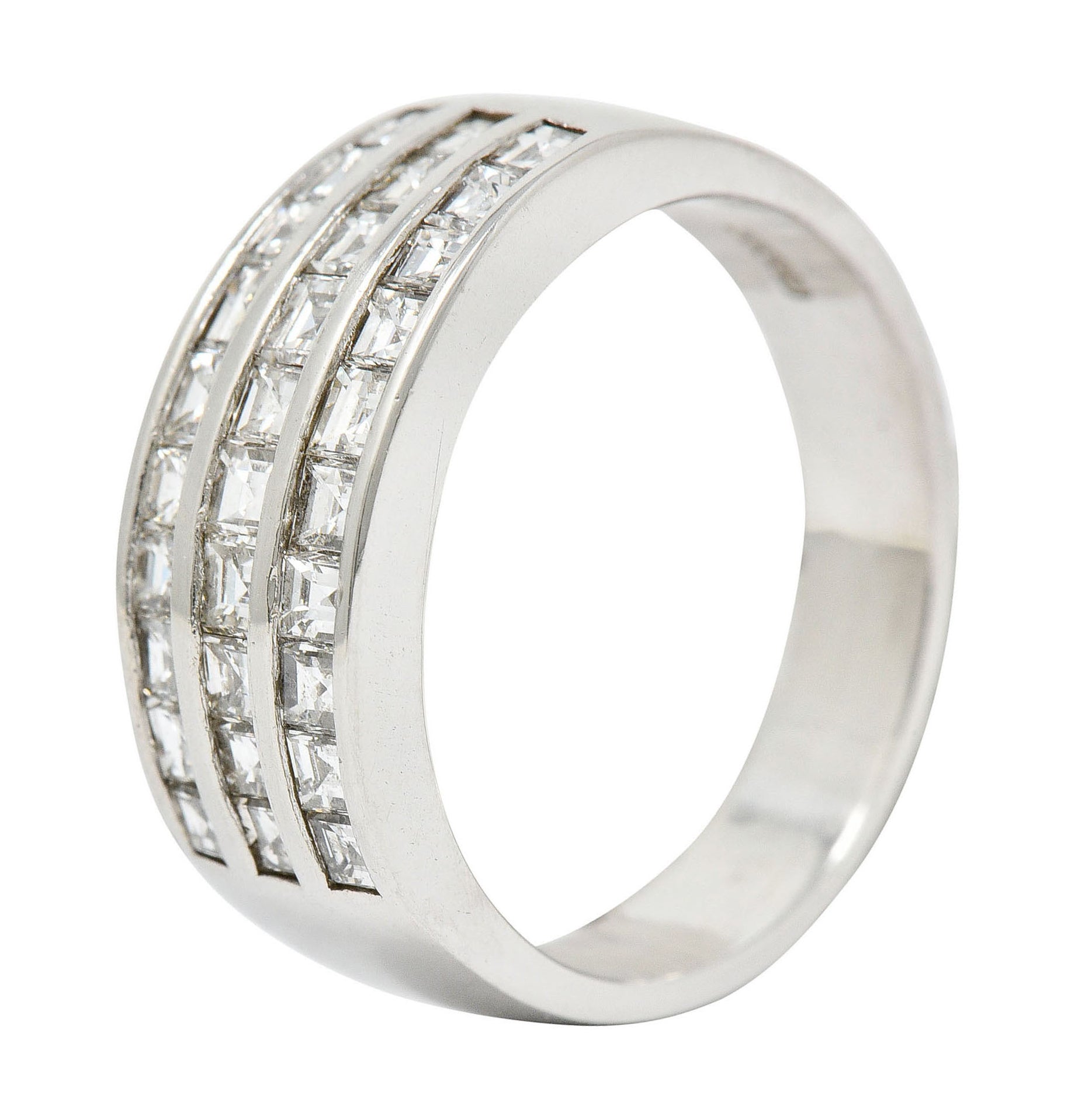 Modern 1.46 CTW Square Step Cut Diamond Platinum Channel Band RingRing - Wilson's Estate Jewelry