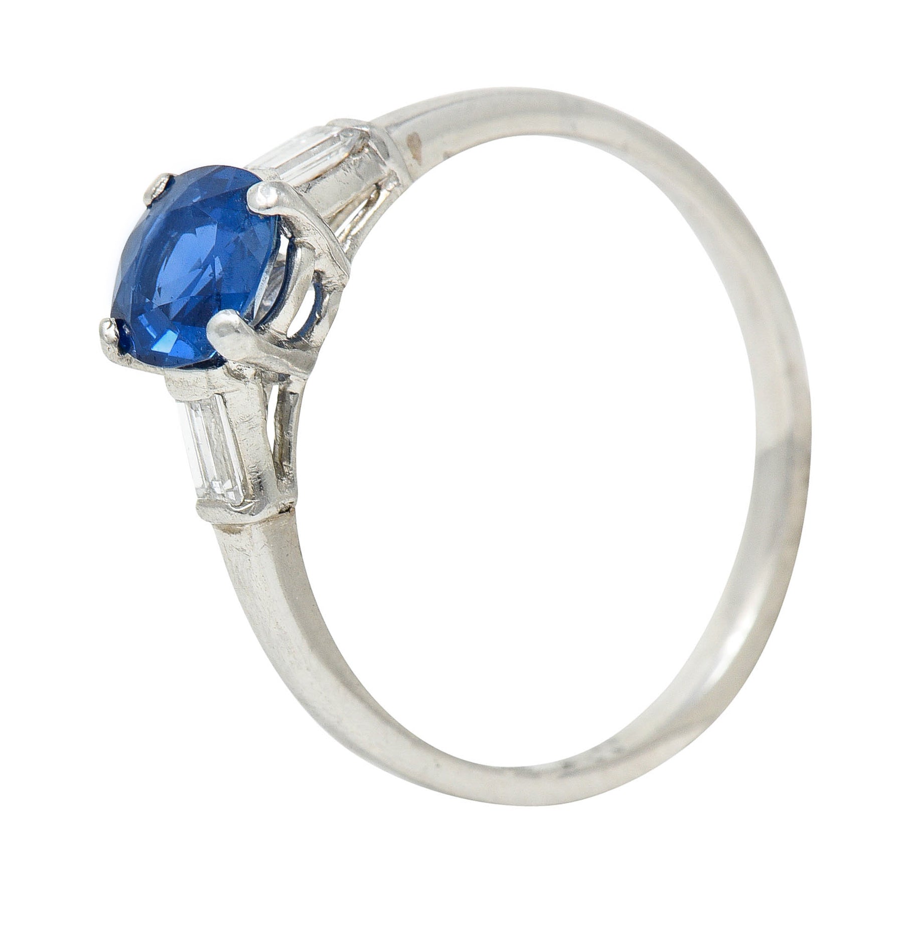 1950's Mid-Century No Heat Sapphire Platinum Ring GIARing - Wilson's Estate Jewelry