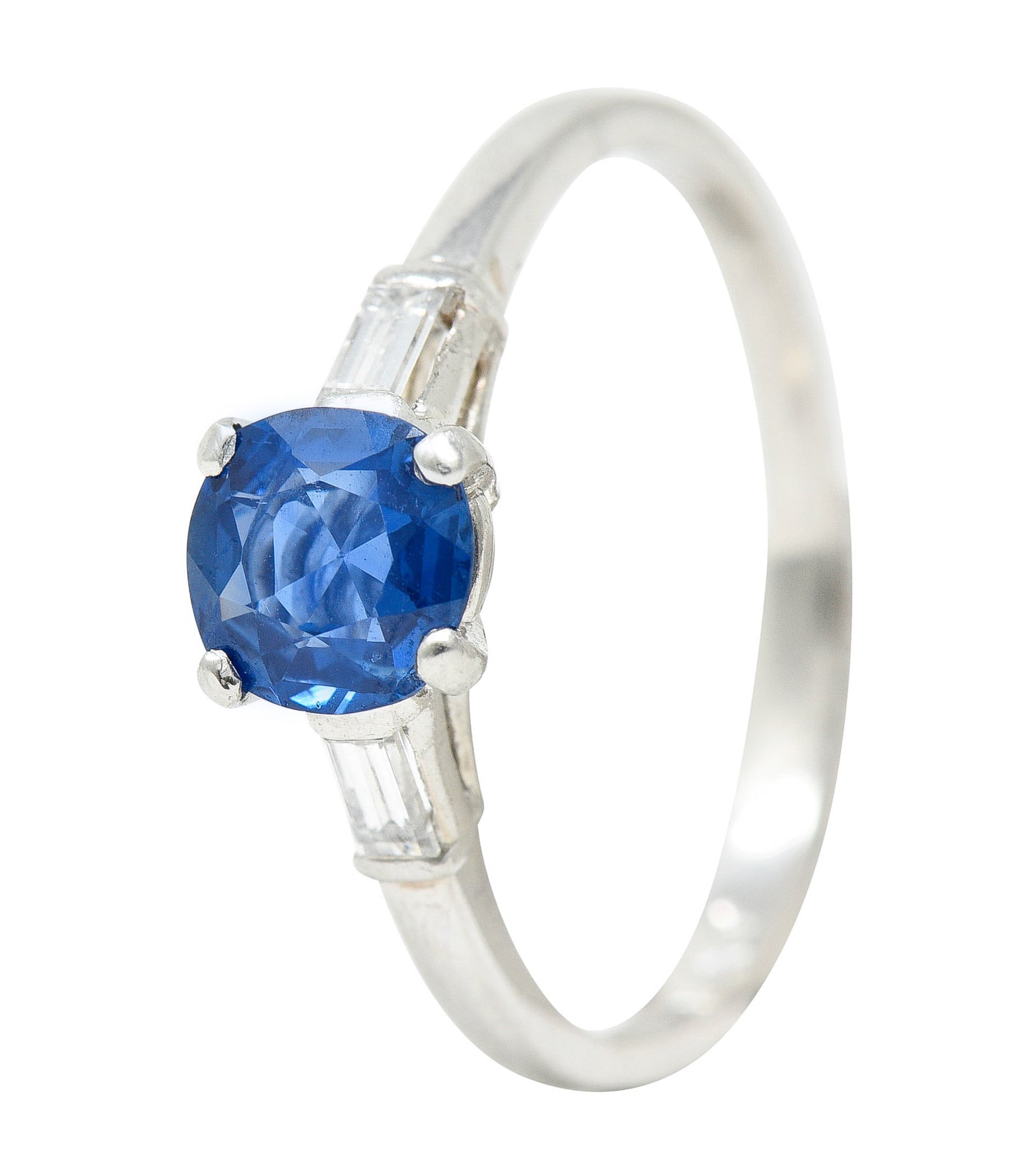 1950's Mid-Century No Heat Sapphire Platinum Ring GIARing - Wilson's Estate Jewelry