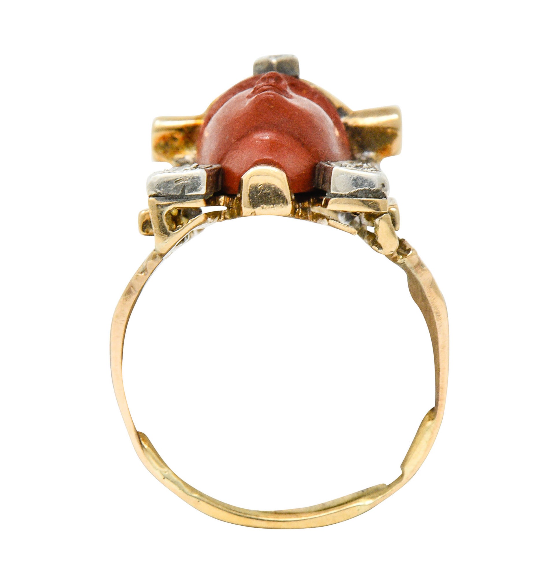 1920's Egyptian Revival Diamond Jasper Platinum-Topped 14 Karat Gold Pharaoh RingRing - Wilson's Estate Jewelry