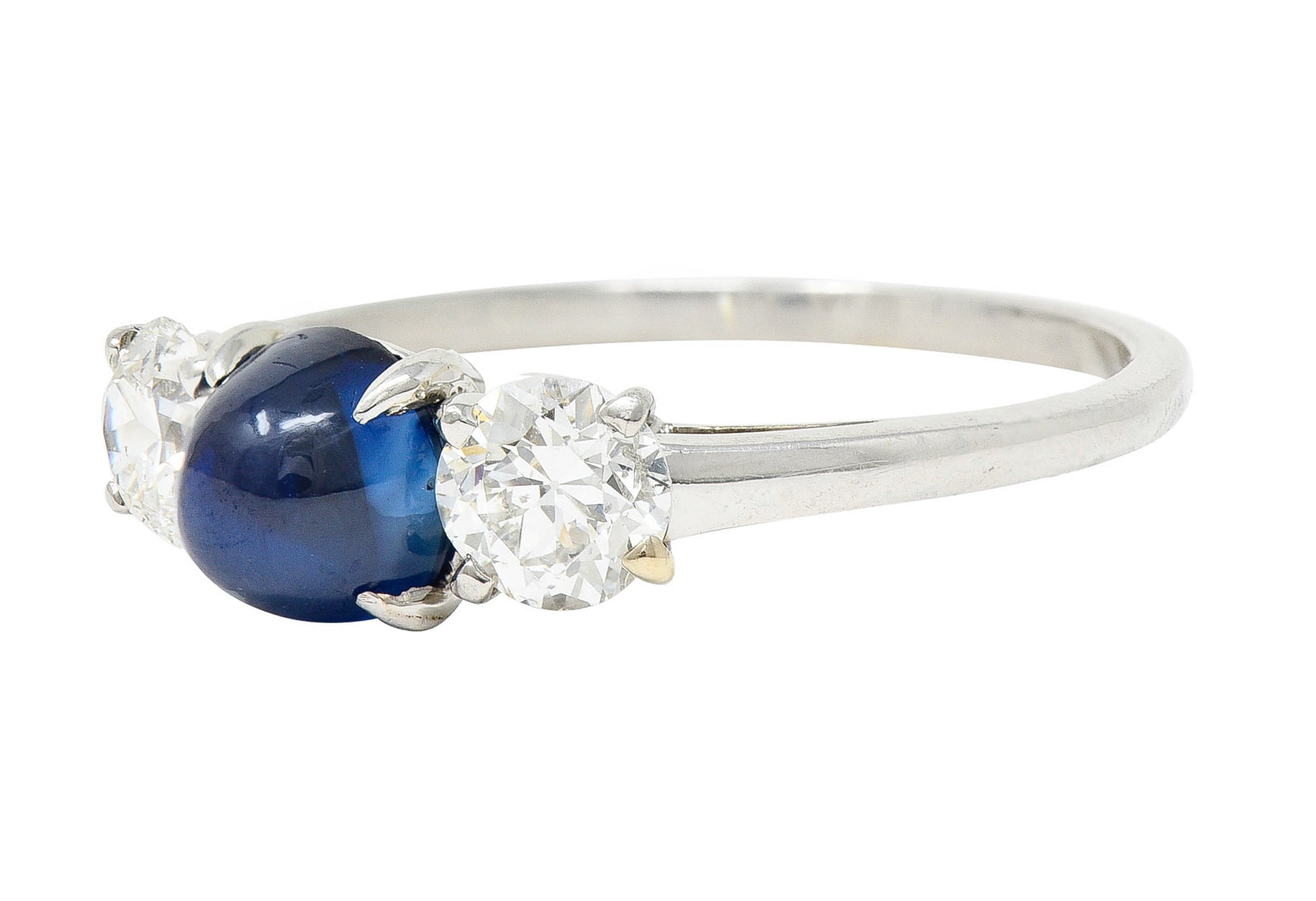 Raymond Yard 2.80 CTW No Heat Cabochon Sapphire Diamond Platinum Ring GIARing - Wilson's Estate Jewelry