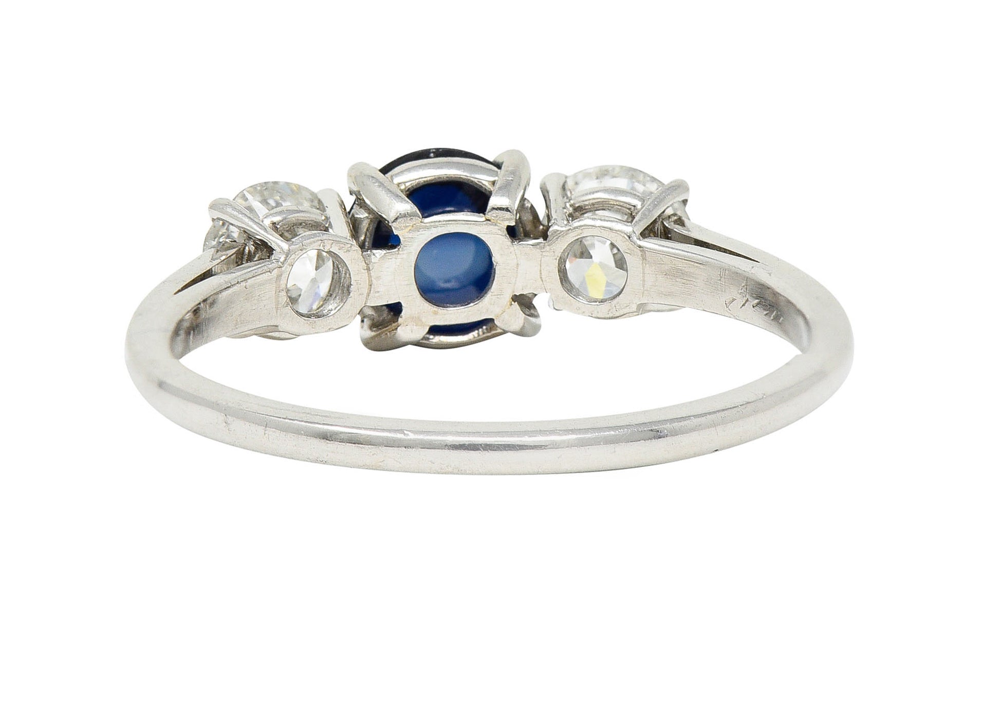 Raymond Yard 2.80 CTW No Heat Cabochon Sapphire Diamond Platinum Ring GIARing - Wilson's Estate Jewelry