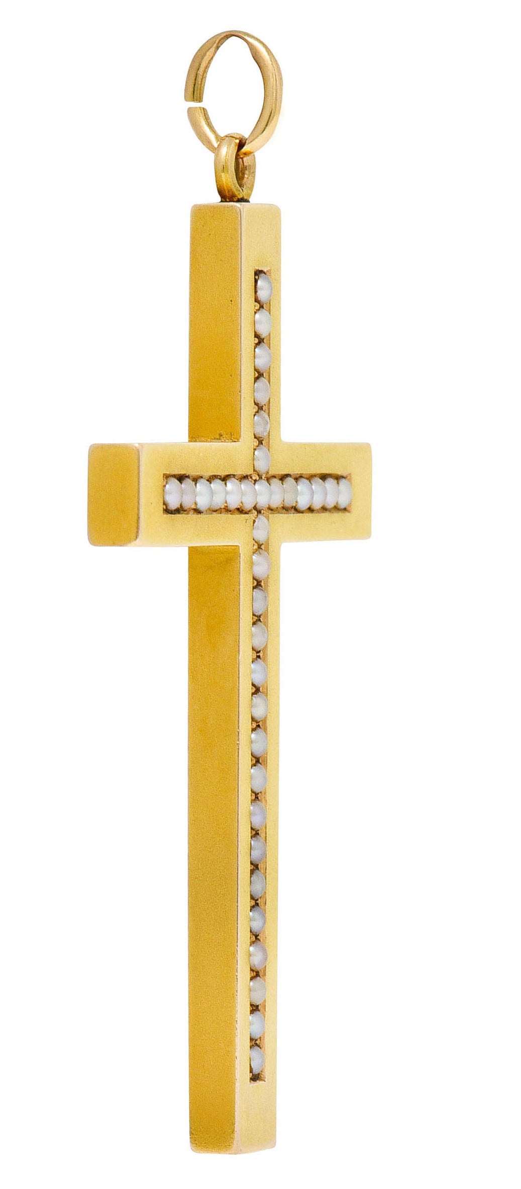 1900 Victorian Natural Freshwater Pearl 14 Karat Gold Cross Pendantcharm - Wilson's Estate Jewelry