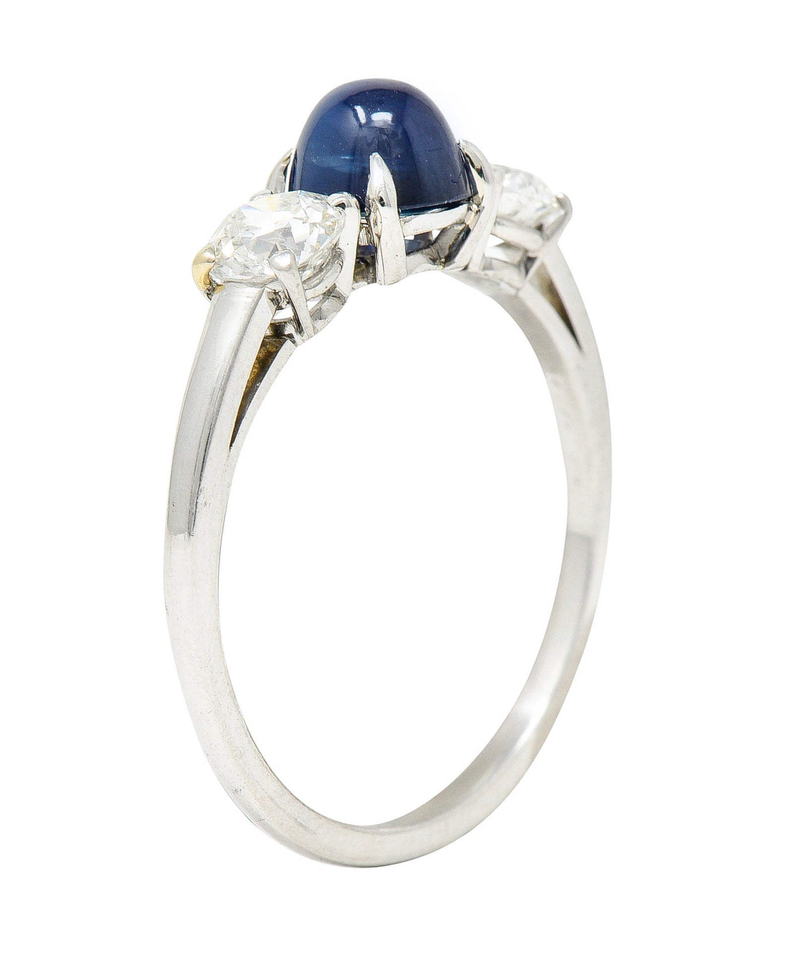 Raymond Yard 2.80 CTW No Heat Cabochon Sapphire Diamond Platinum Ring GIARing - Wilson's Estate Jewelry