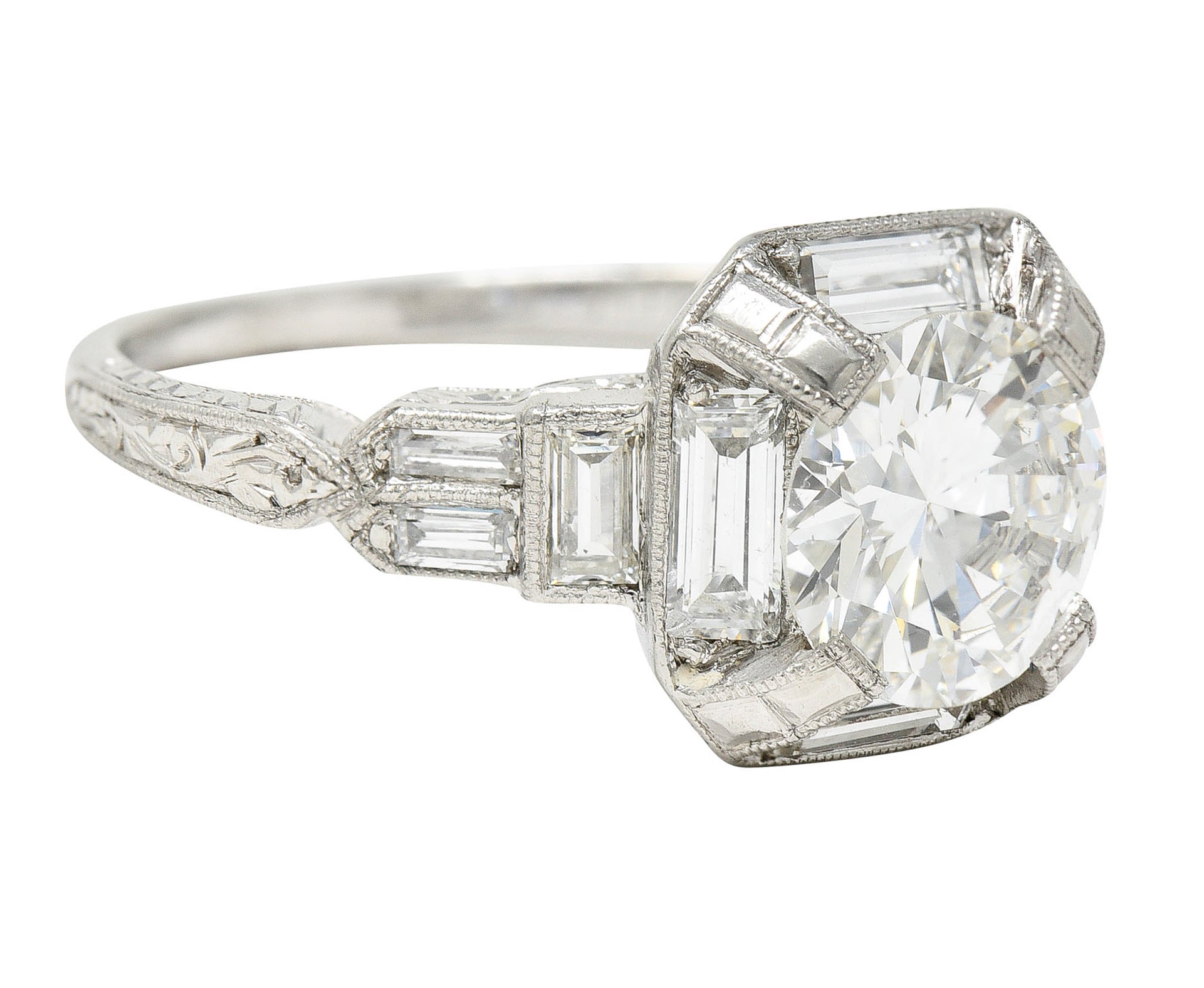 Art Deco 2.30 CTW Diamond Platinum Octagonal Engagement RingRing - Wilson's Estate Jewelry