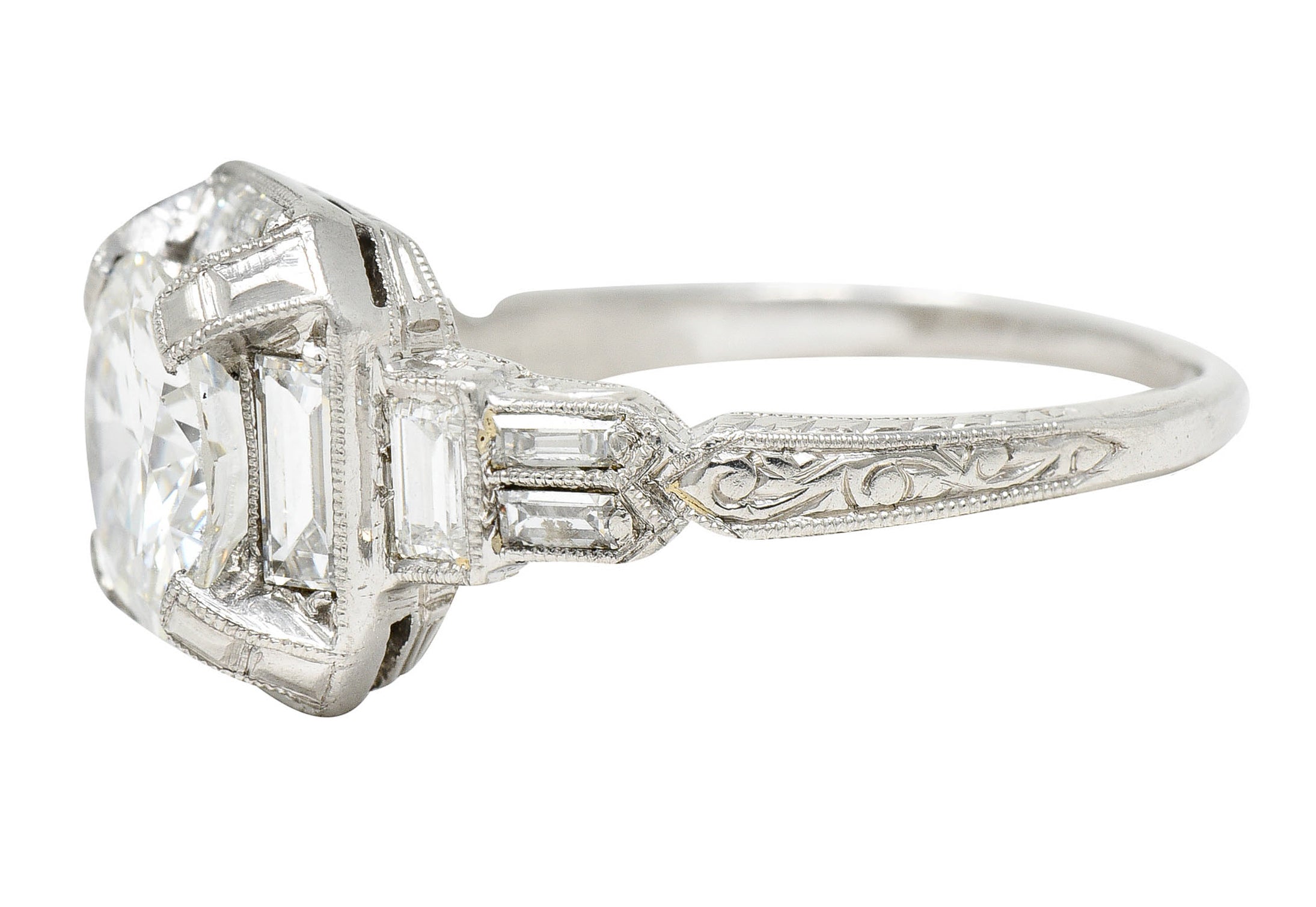 Art Deco 2.30 CTW Diamond Platinum Octagonal Engagement RingRing - Wilson's Estate Jewelry