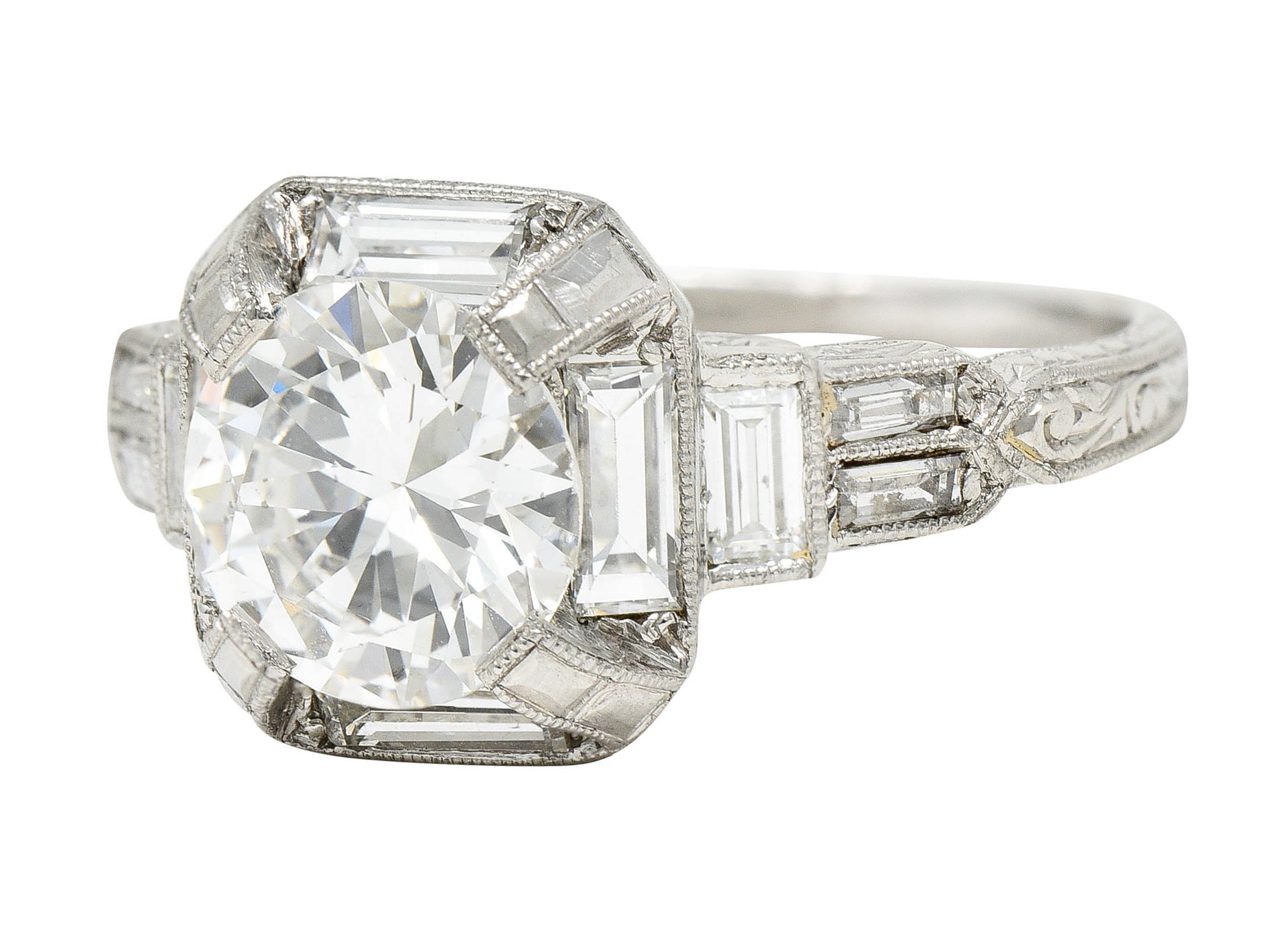 Art Deco 2.30 CTW Diamond Platinum Octagonal Engagement RingRing - Wilson's Estate Jewelry