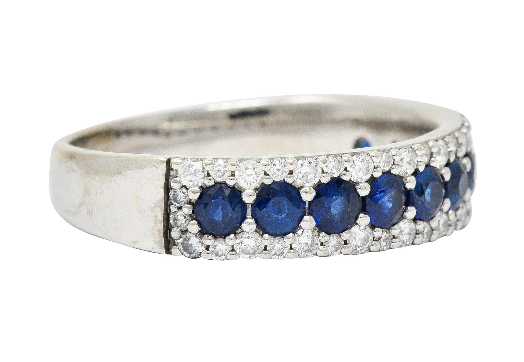 Contemporary 2.05 CTW Sapphire Diamond 14 Karat White Gold Band RingRing - Wilson's Estate Jewelry