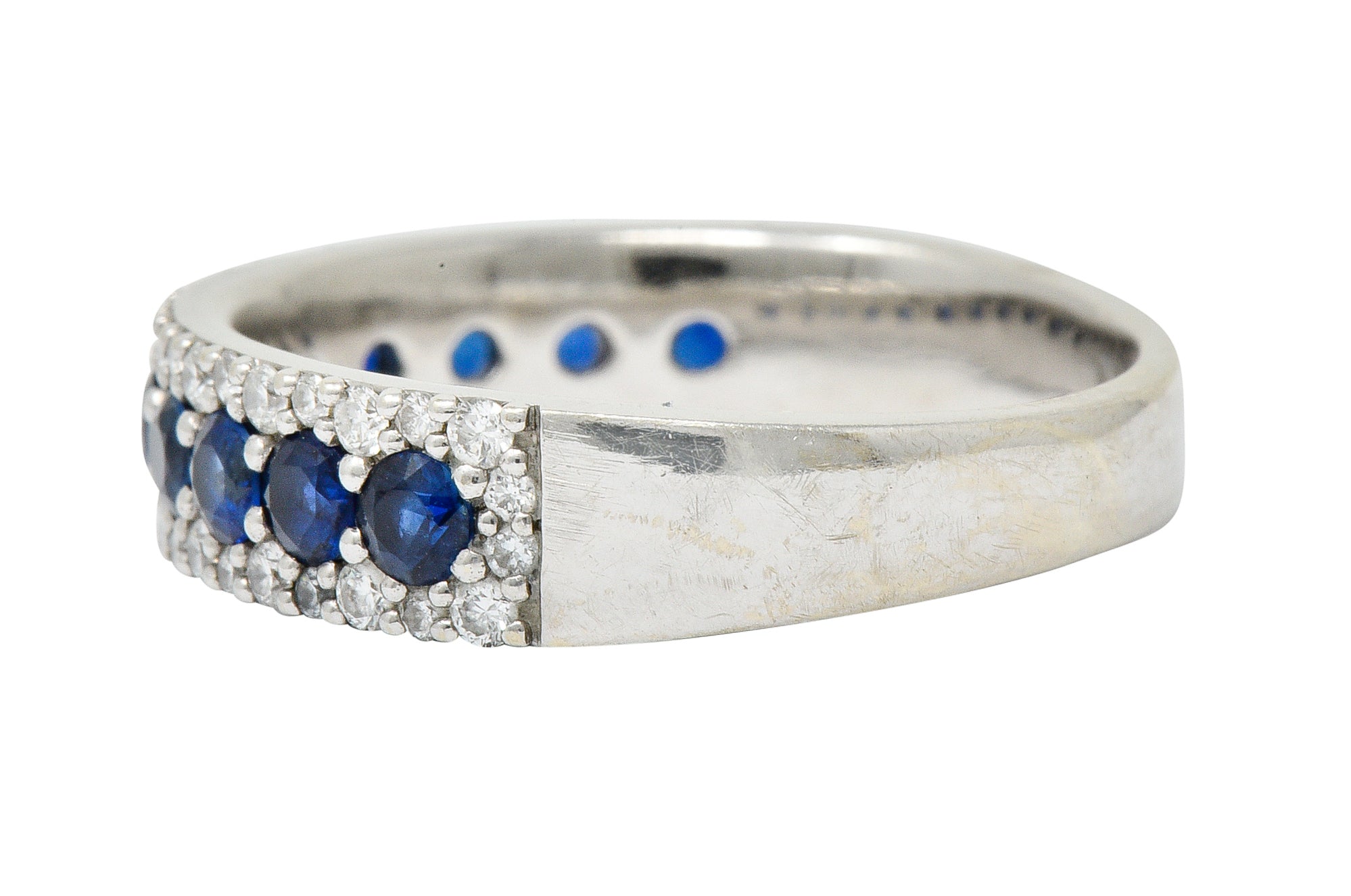 Contemporary 2.05 CTW Sapphire Diamond 14 Karat White Gold Band RingRing - Wilson's Estate Jewelry