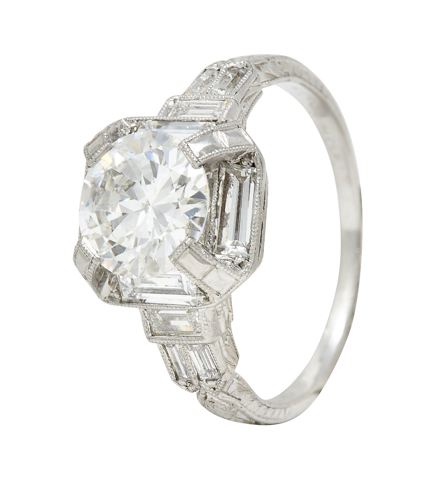 Art Deco 2.30 CTW Diamond Platinum Octagonal Engagement RingRing - Wilson's Estate Jewelry