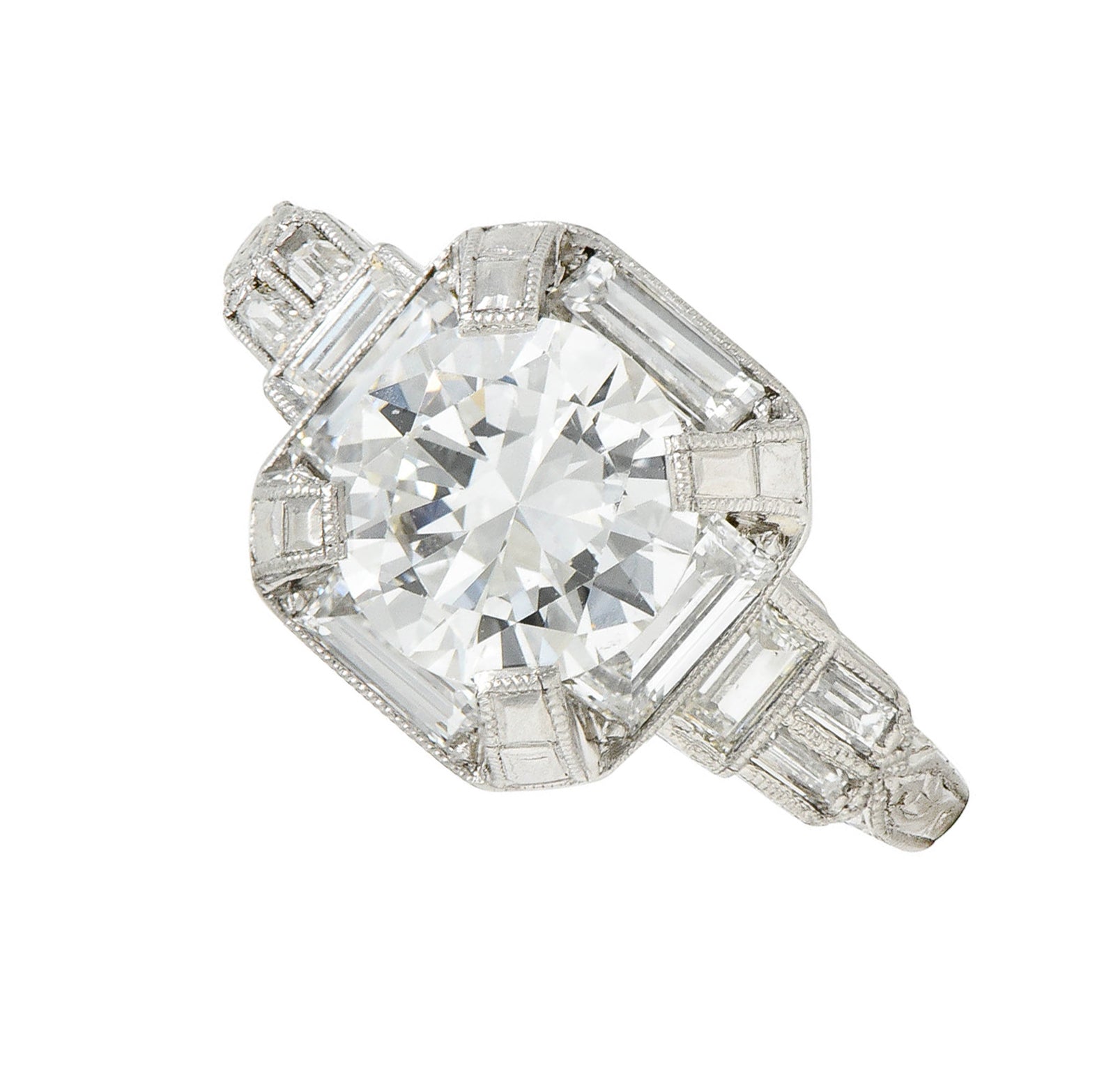 Art Deco 2.30 CTW Diamond Platinum Octagonal Engagement RingRing - Wilson's Estate Jewelry