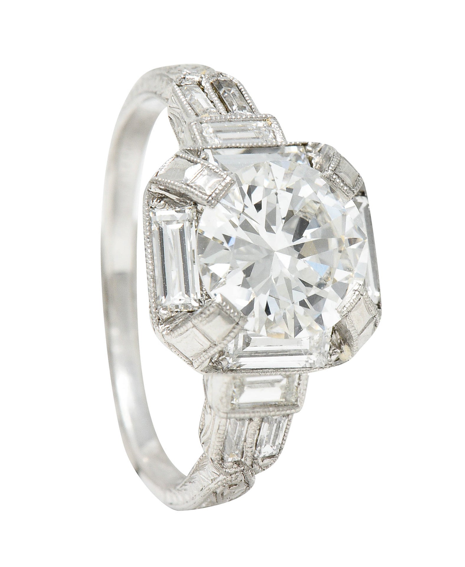 Art Deco 2.30 CTW Diamond Platinum Octagonal Engagement RingRing - Wilson's Estate Jewelry