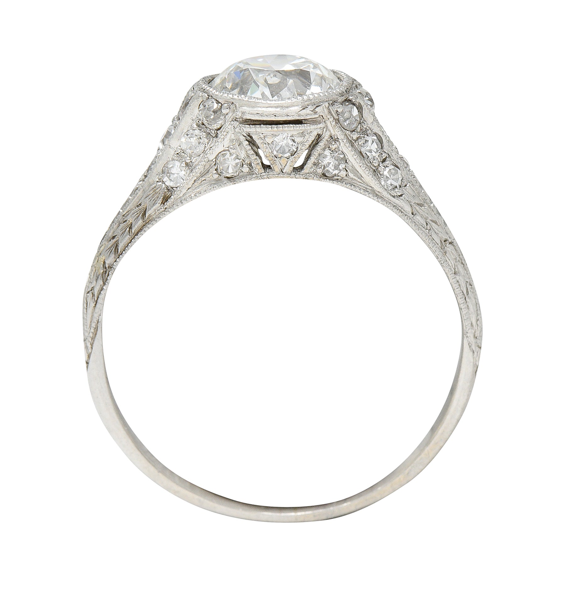 1930's Art Deco 1.35 CTW Diamond Platinum Bezel Engagement RingRing - Wilson's Estate Jewelry