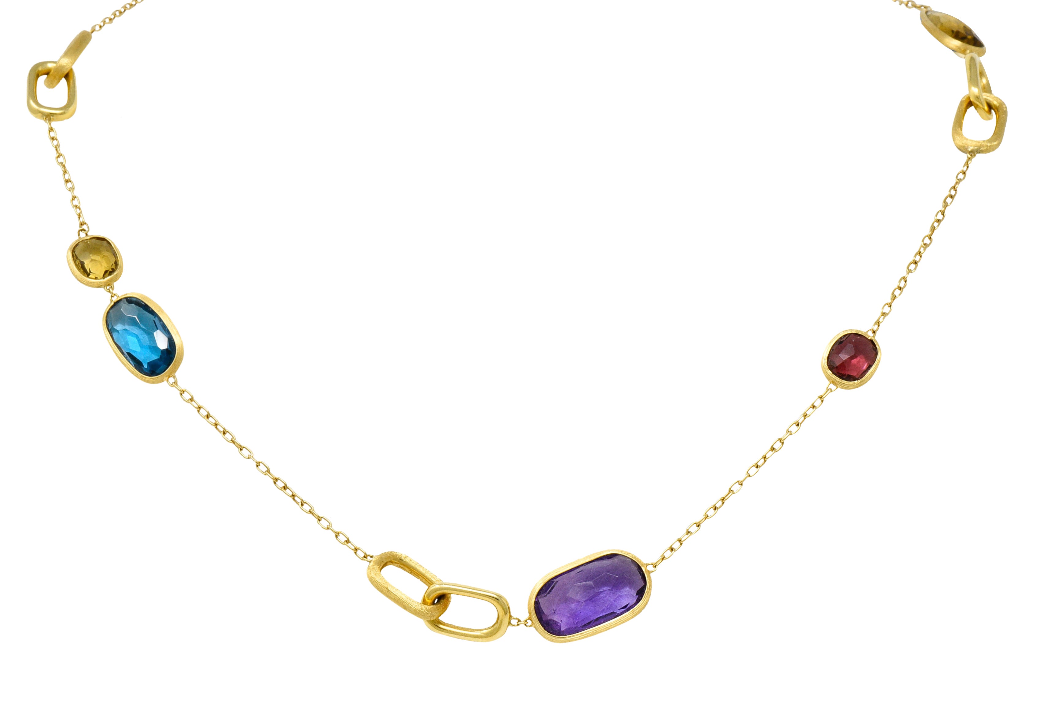 Marco Bicego Italian Multi-Gem 18 Karat Gold Murano Station NecklaceNecklace - Wilson's Estate Jewelry