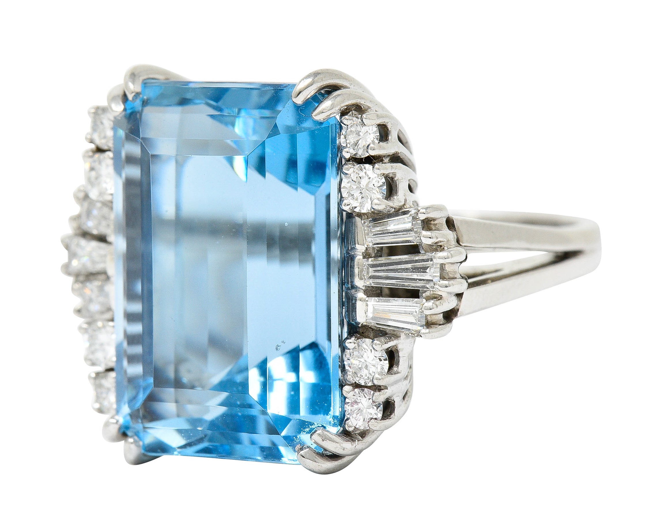 Felger Inc. Mid-Century 17.50 CTW Aquamarine Diamond Platinum Statement Ring Circa 1950Ring - Wilson's Estate Jewelry