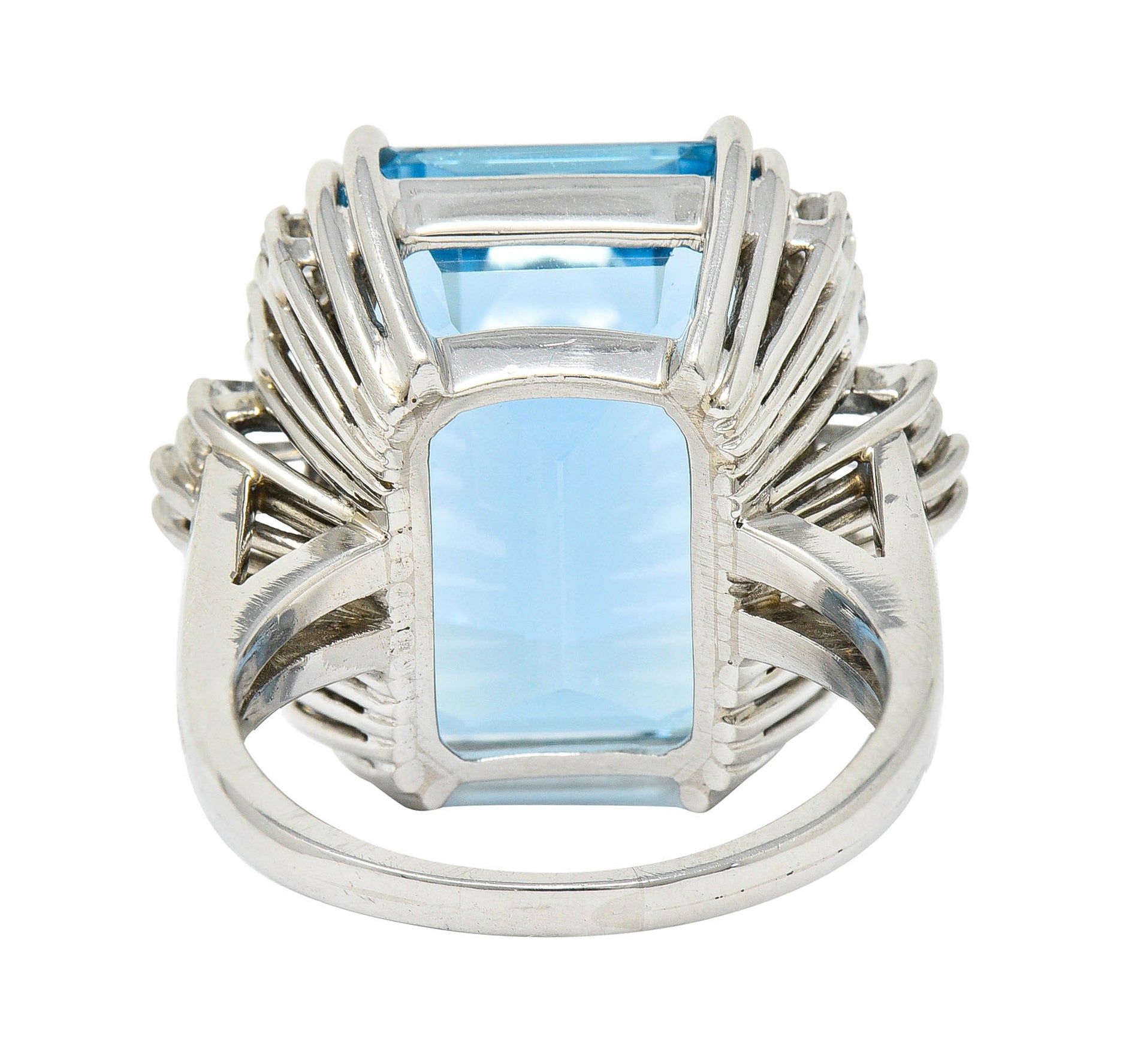 Felger Inc. Mid-Century 17.50 CTW Aquamarine Diamond Platinum Statement Ring Circa 1950Ring - Wilson's Estate Jewelry