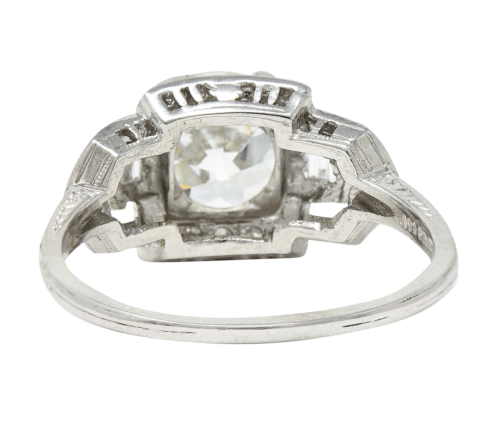 Art Deco 1.80 CTW Diamond Platinum Geometric Engagement Ring GIARing - Wilson's Estate Jewelry