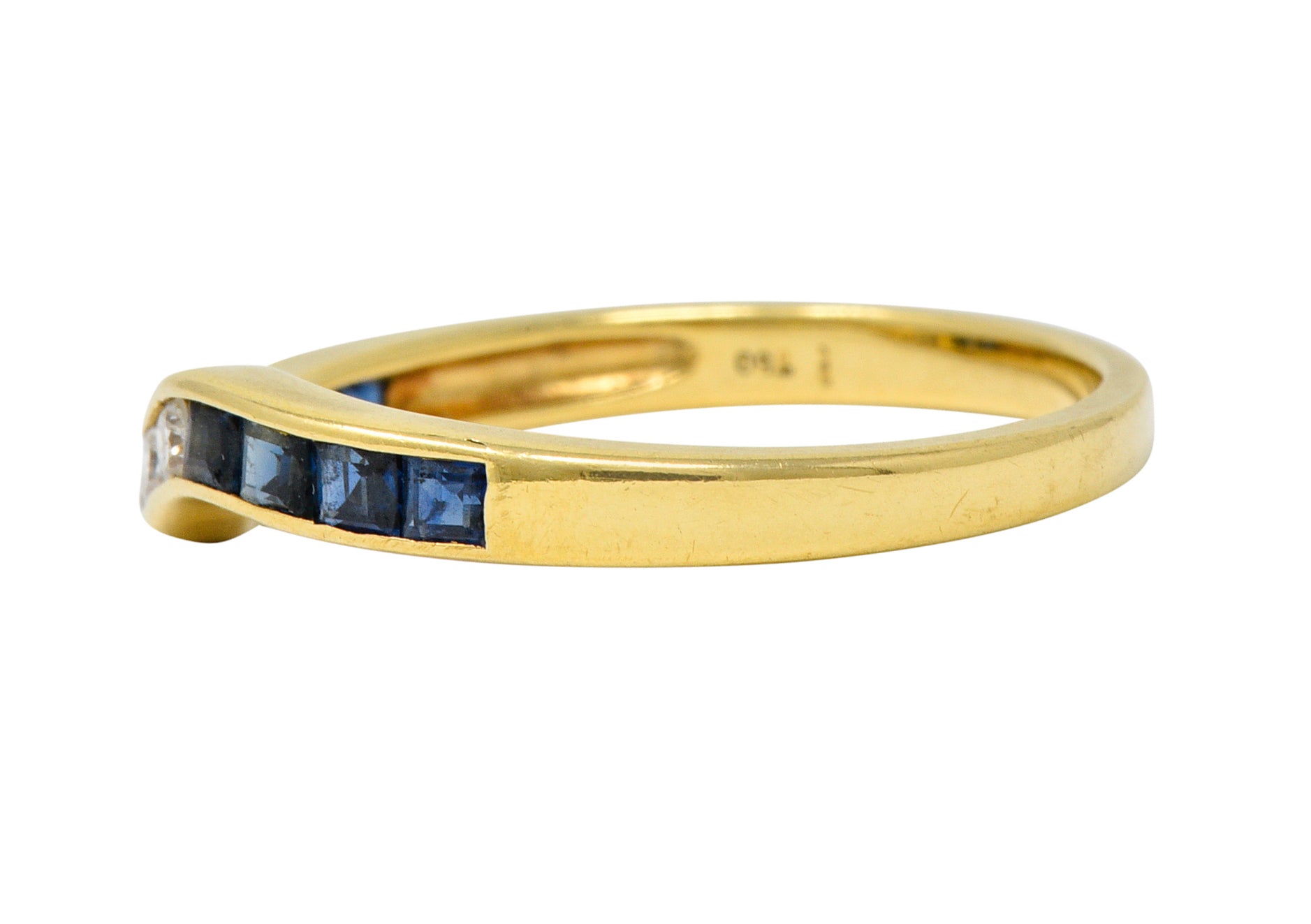 Contemporary 0.50 CTW Sapphire Diamond 18 Karat Gold Chevron Band RingRing - Wilson's Estate Jewelry